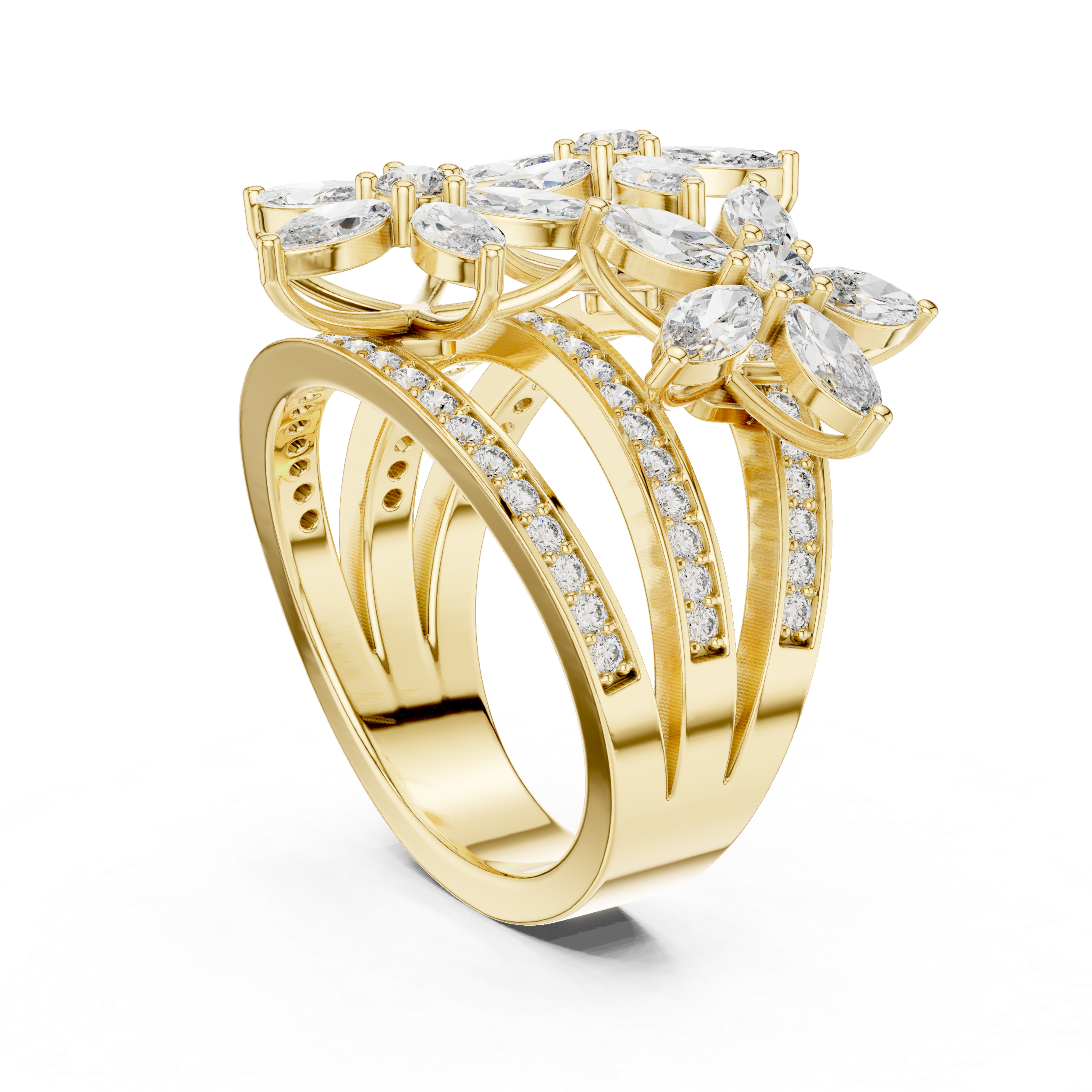 Floral Marquise Diamond Ring