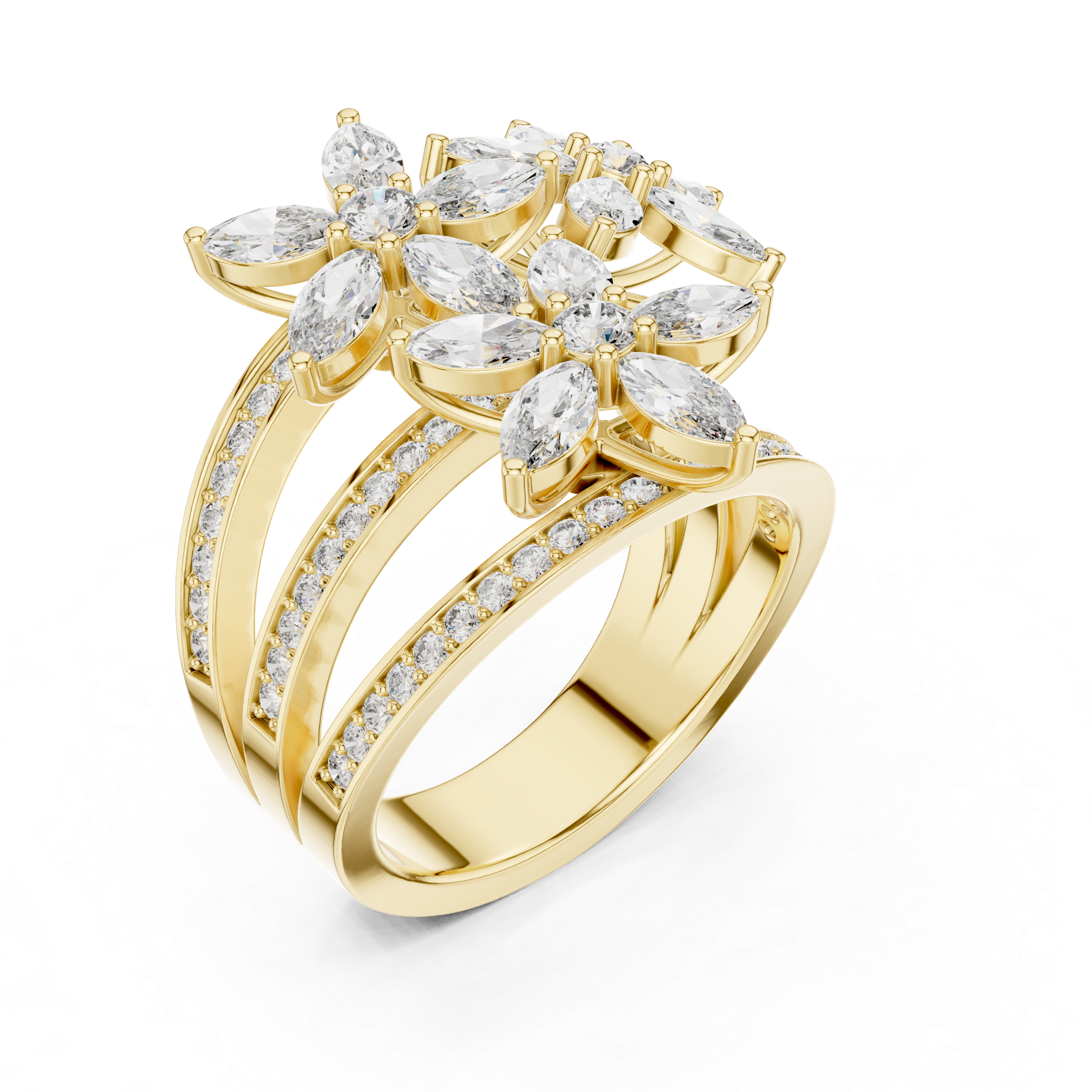 Floral Marquise Diamond Ring