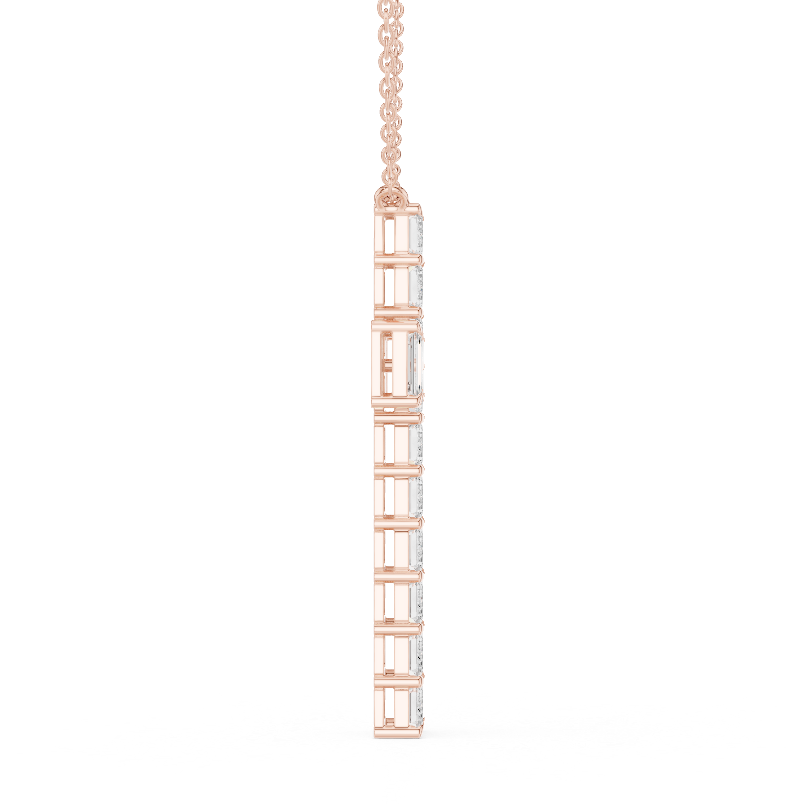 Emerald-Cut Diamond Cross Pendant
