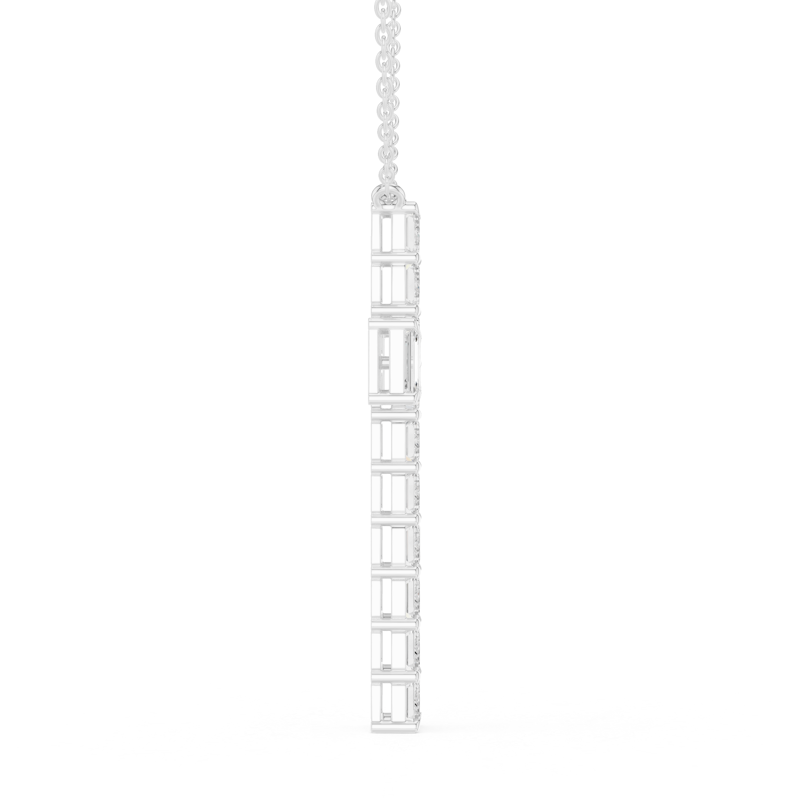 Emerald-Cut Diamond Cross Pendant
