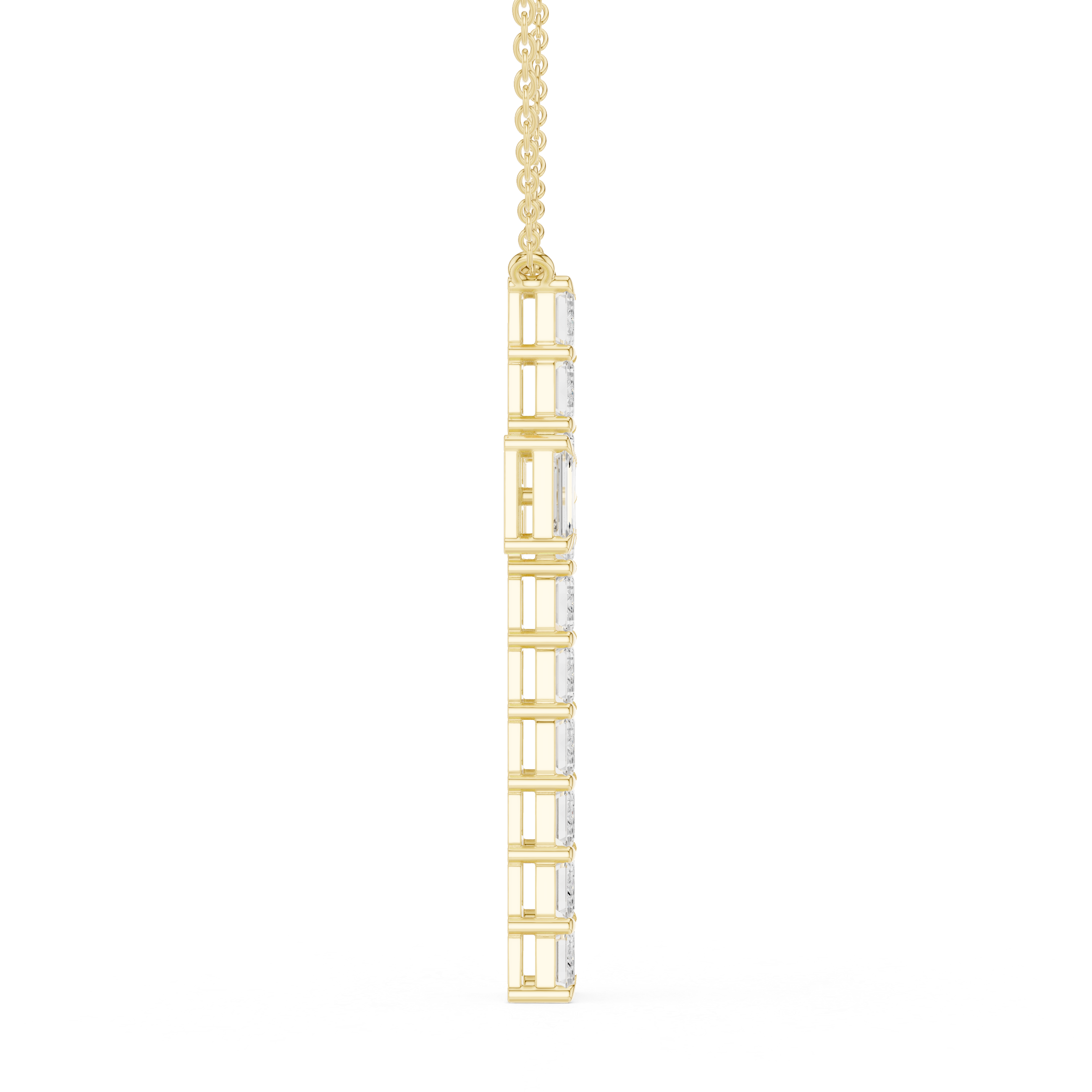 Emerald-Cut Diamond Cross Pendant