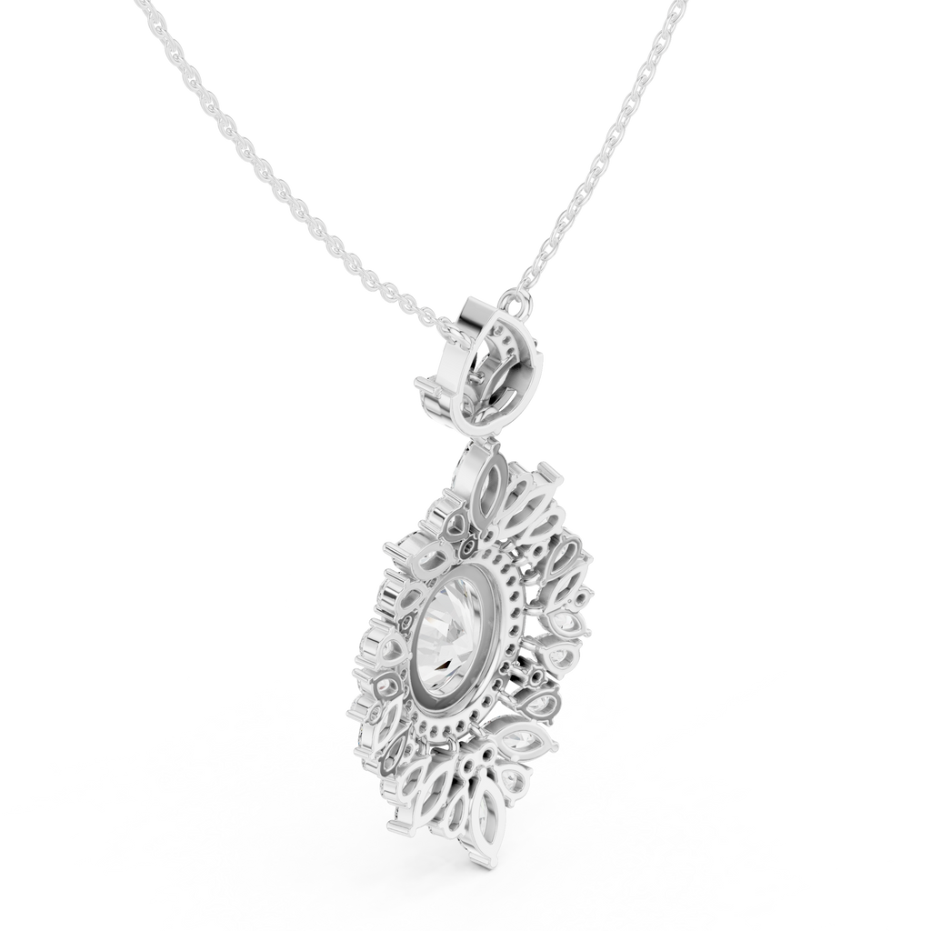 Oval Blue Sapphire Inspired Halo Pendant