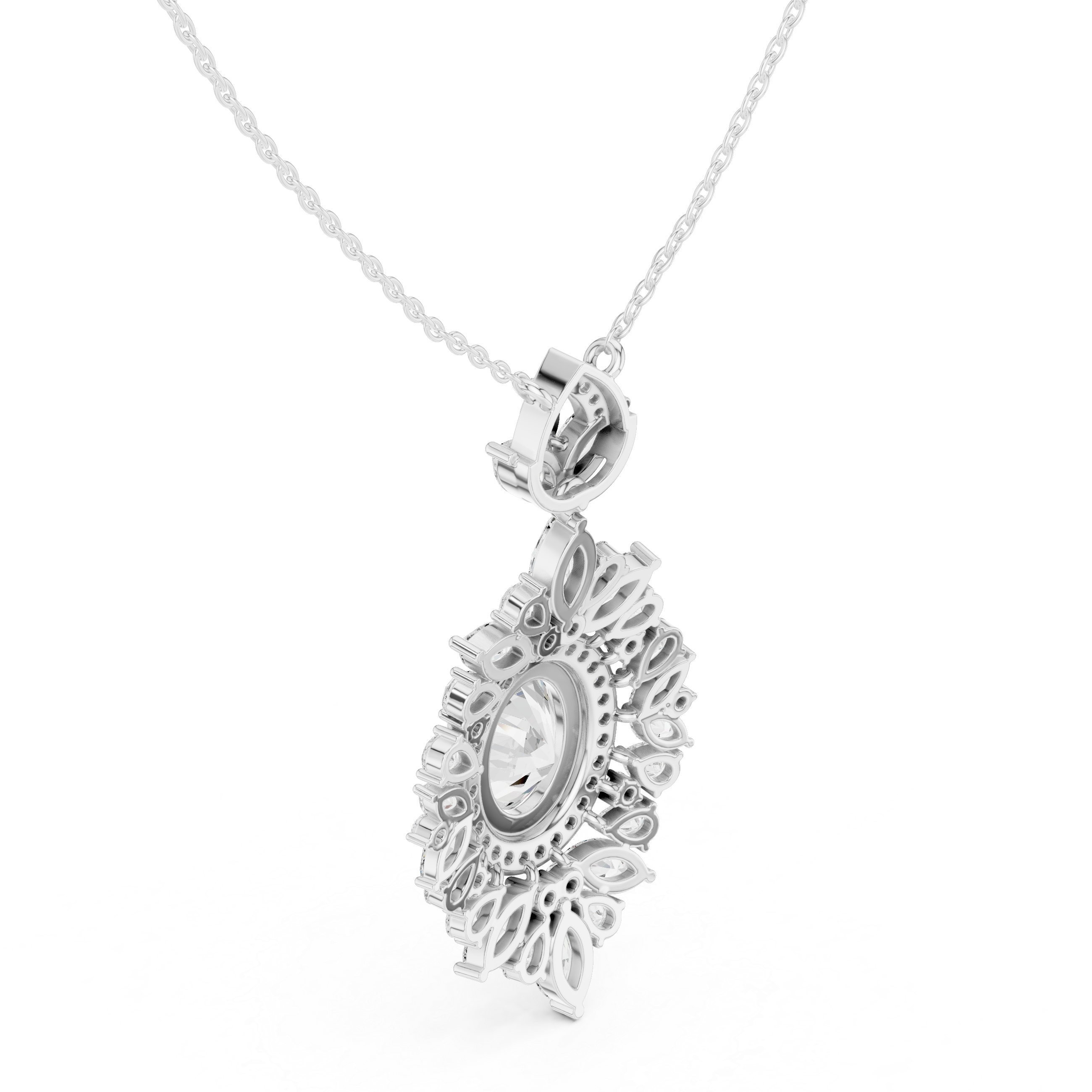 Oval Blue Sapphire Inspired Halo Pendant