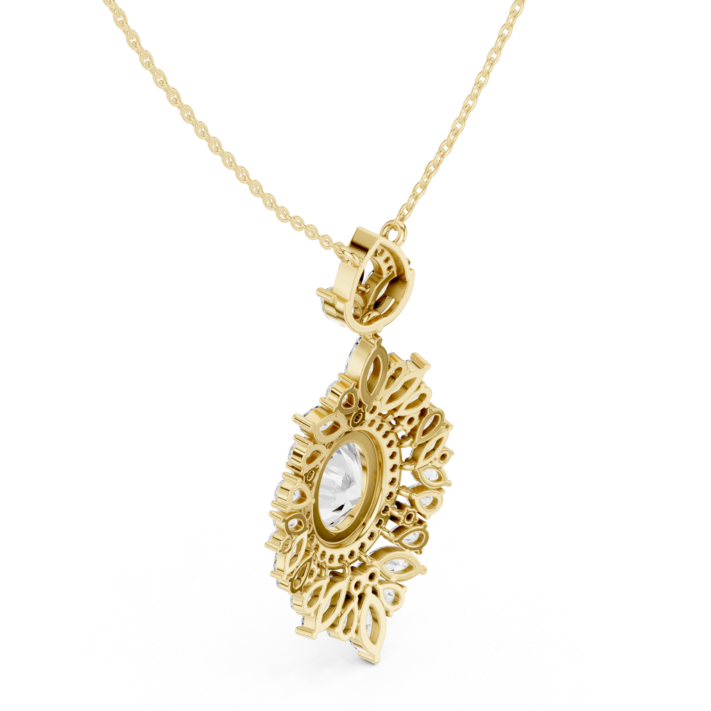 Oval Blue Sapphire Inspired Halo Pendant