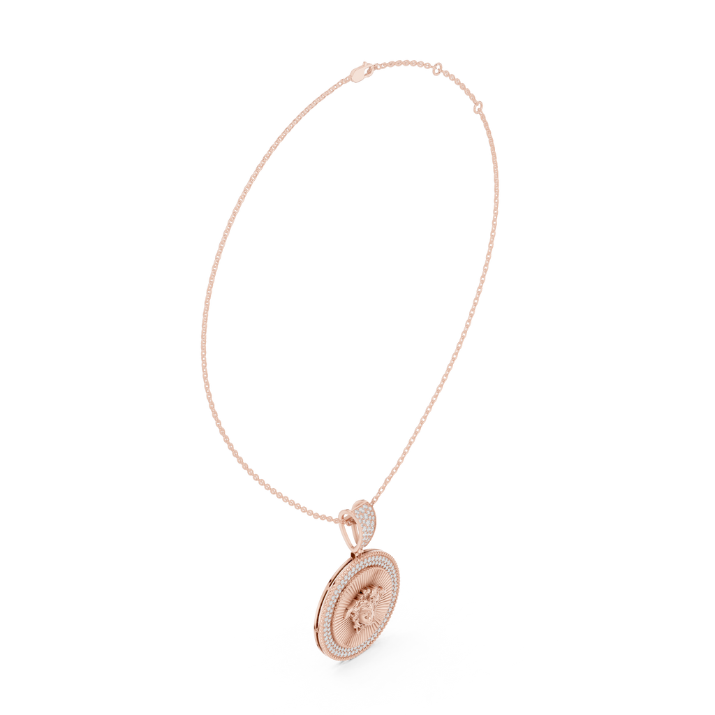 Diamond Medusa Coin Pendant