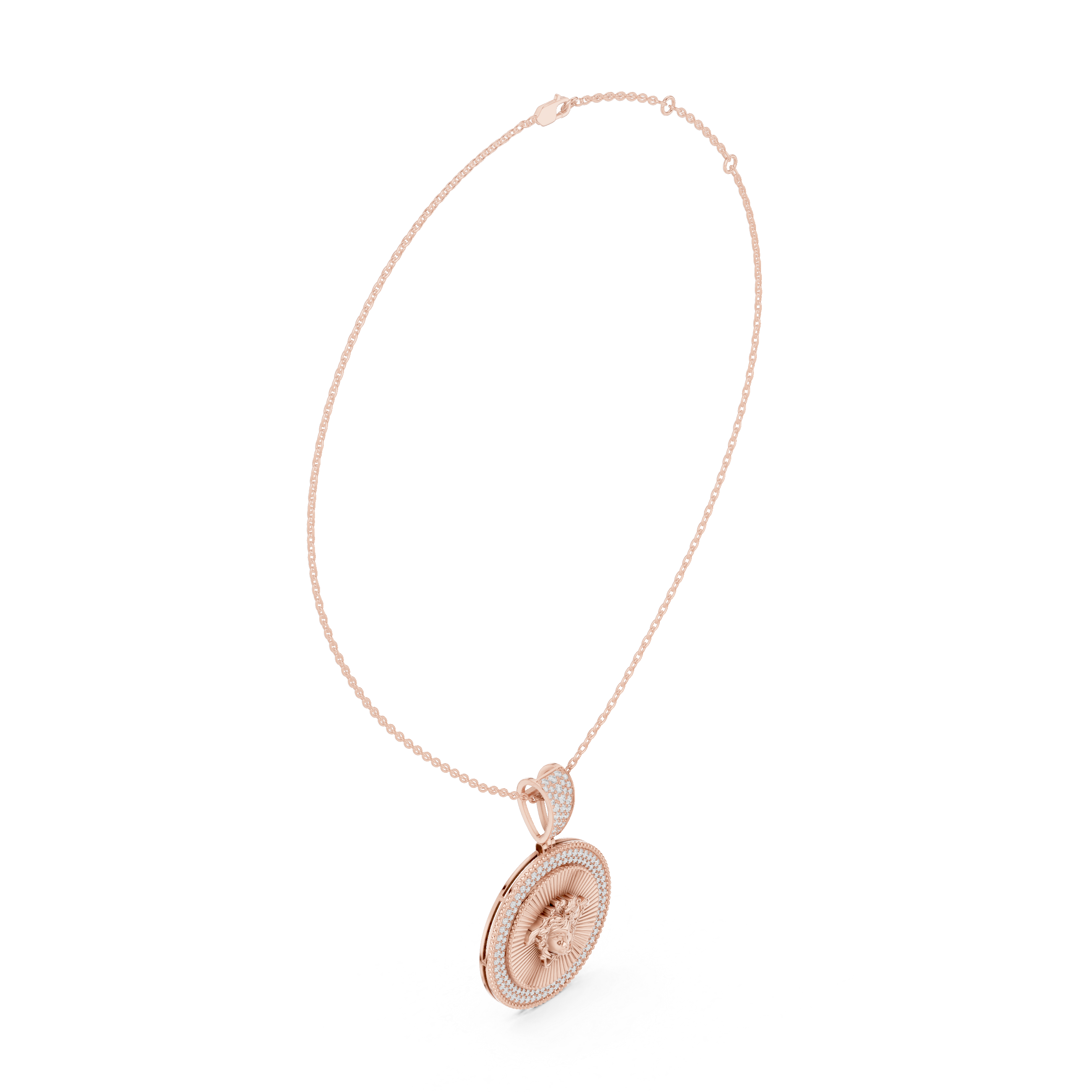 Diamond Medusa Coin Pendant