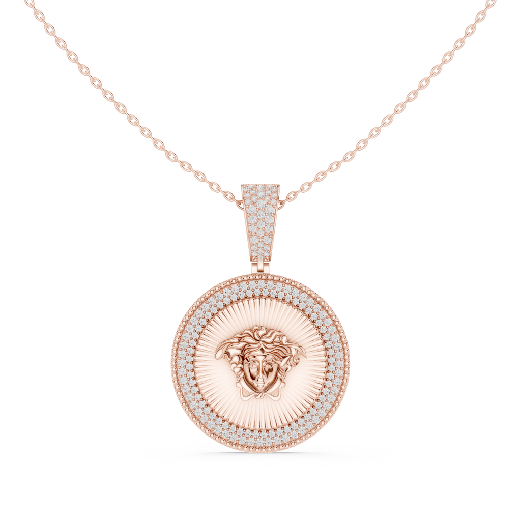 Diamond Medusa Coin Pendant