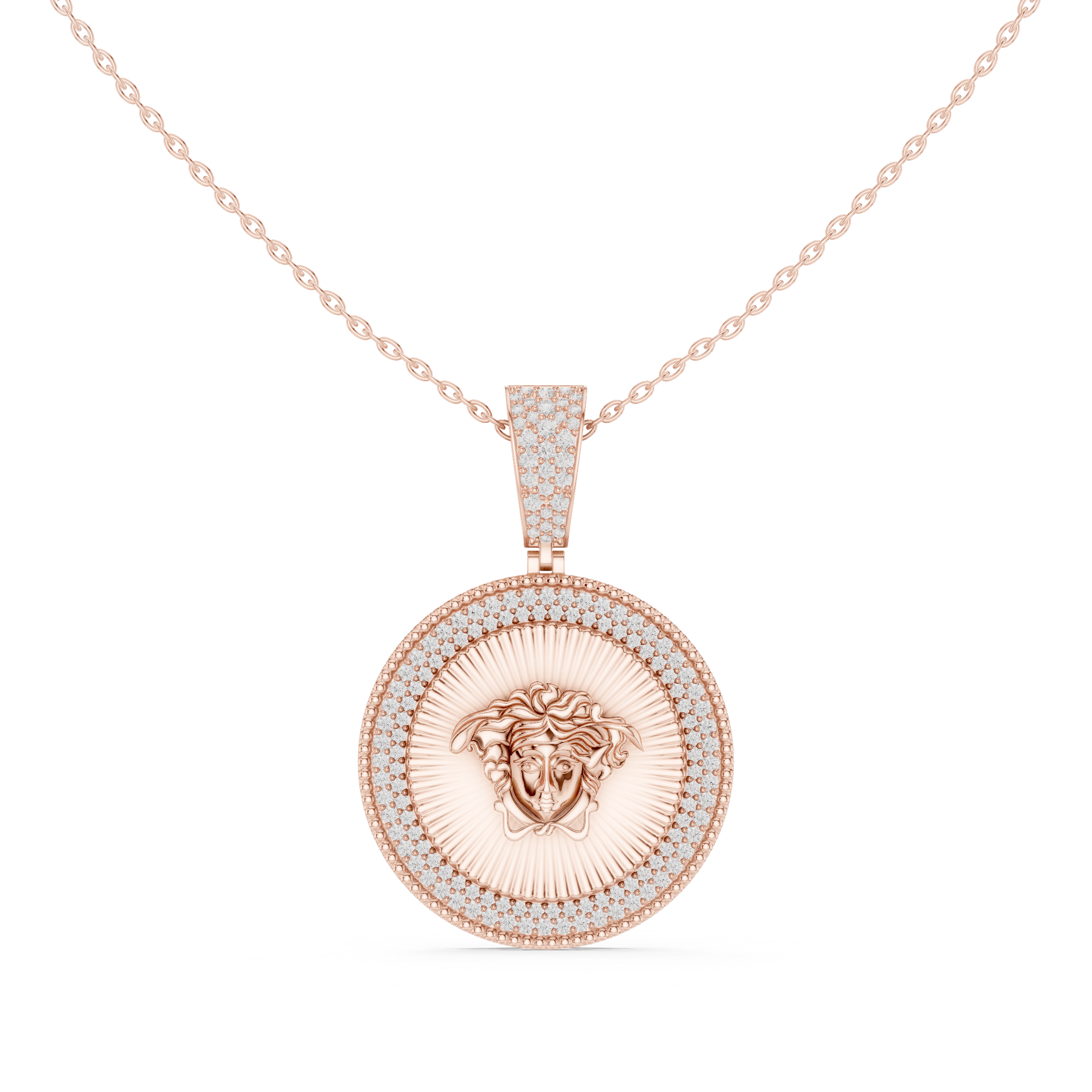 Diamond Medusa Coin Pendant