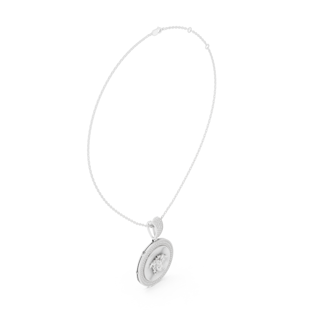 Diamond Medusa Coin Pendant