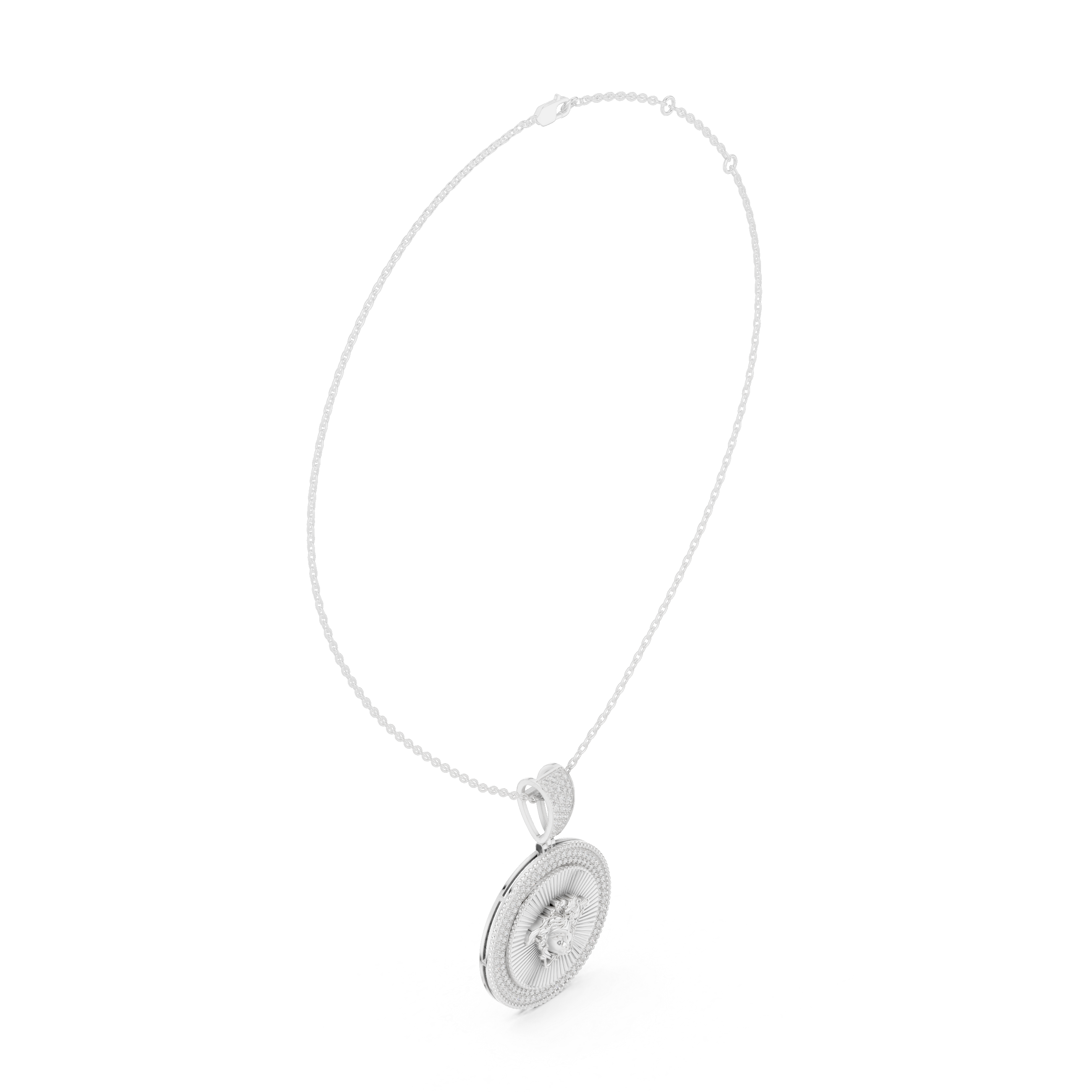 Diamond Medusa Coin Pendant