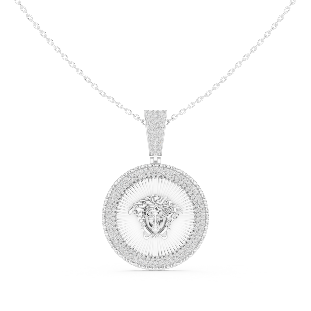 Diamond Medusa Coin Pendant