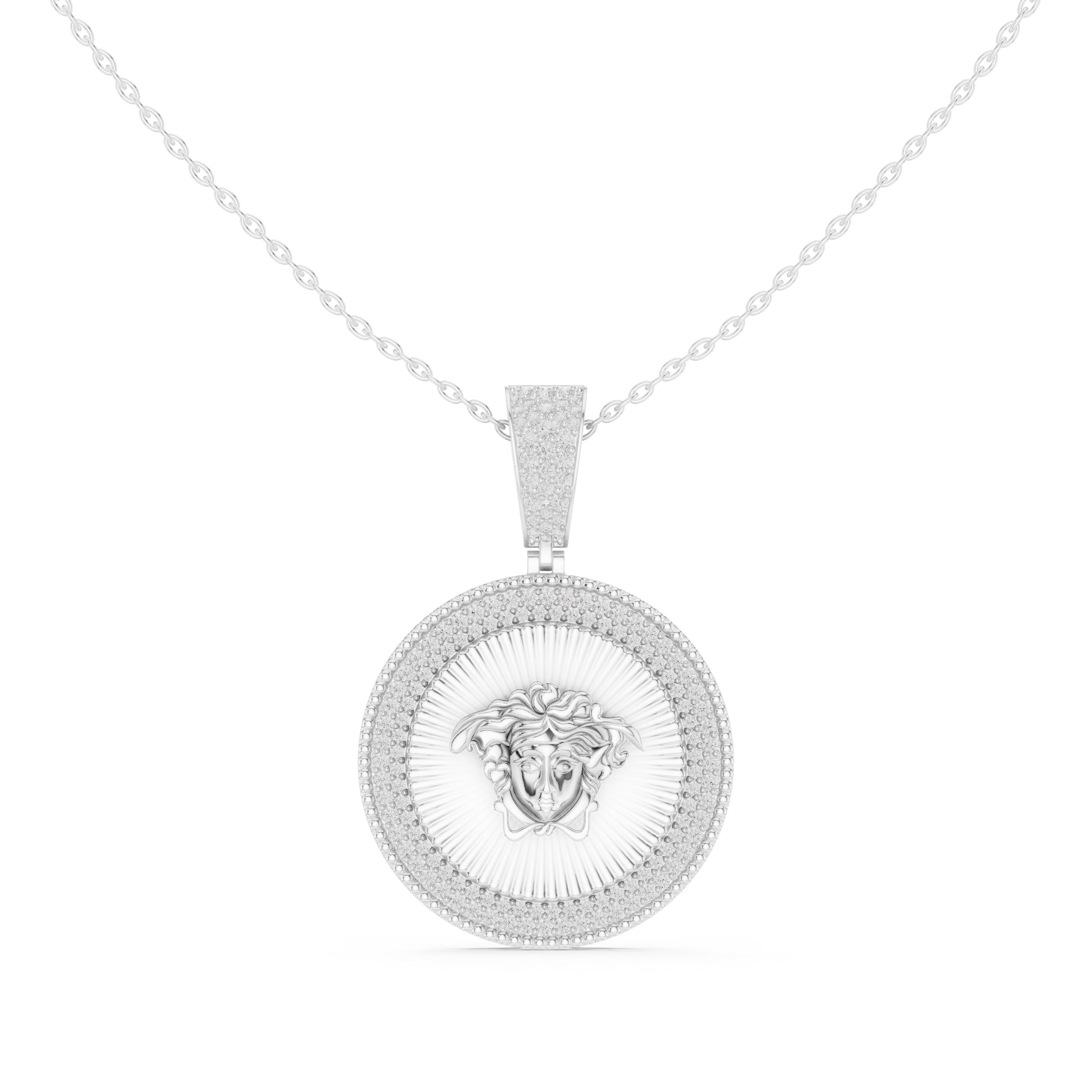 Diamond Medusa Coin Pendant