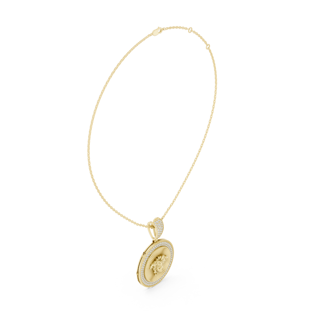 Diamond Medusa Coin Pendant