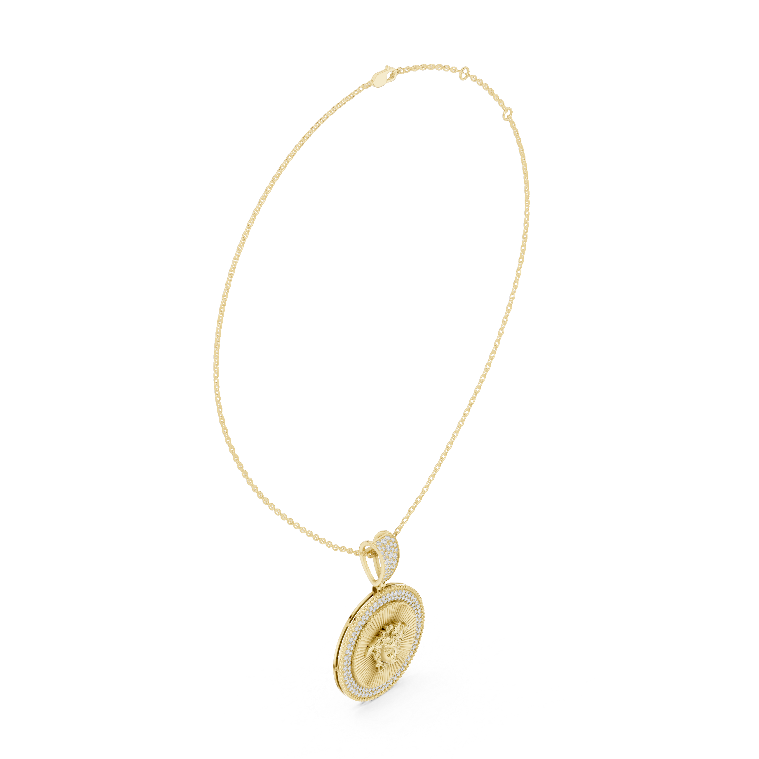 Diamond Medusa Coin Pendant