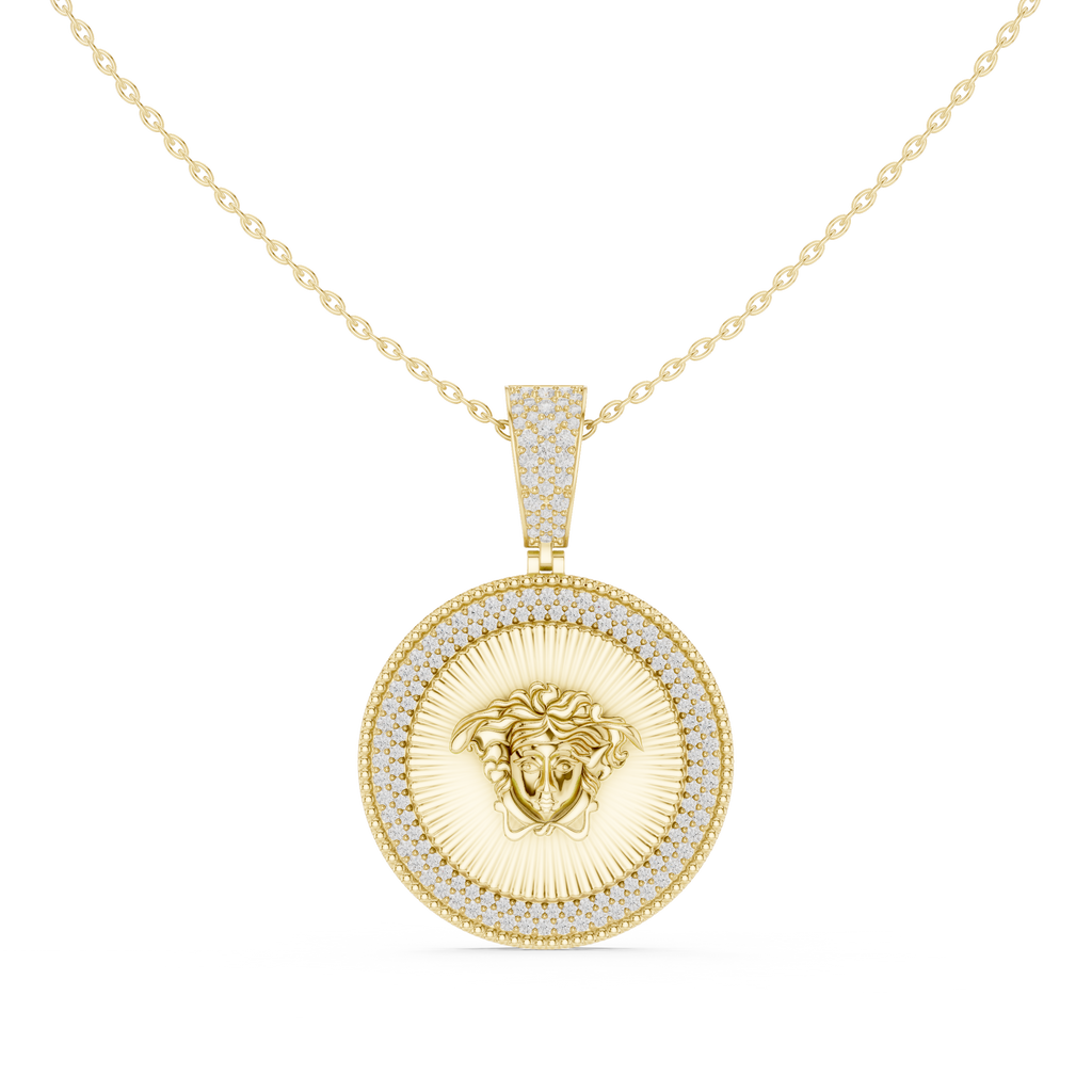 Diamond Medusa Coin Pendant