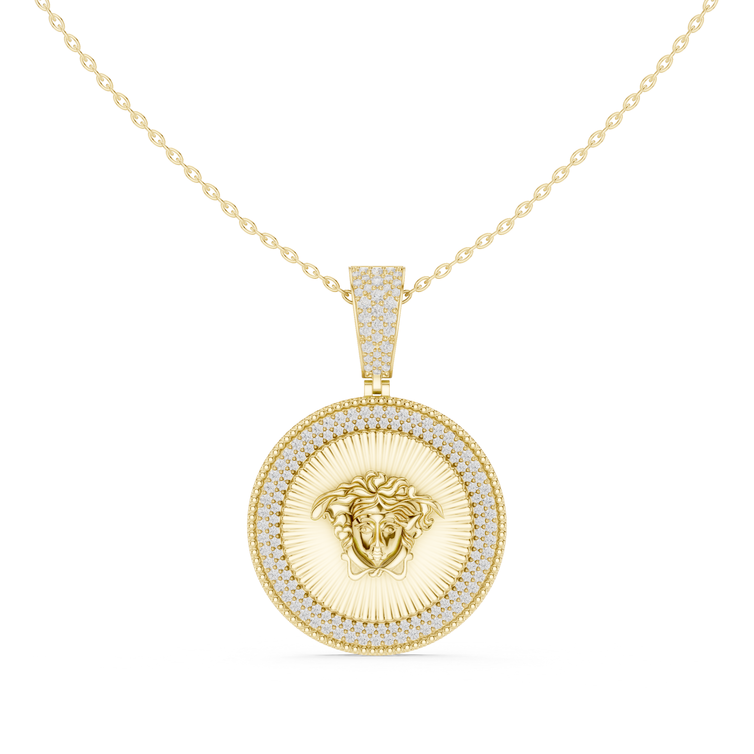 Diamond Medusa Coin Pendant