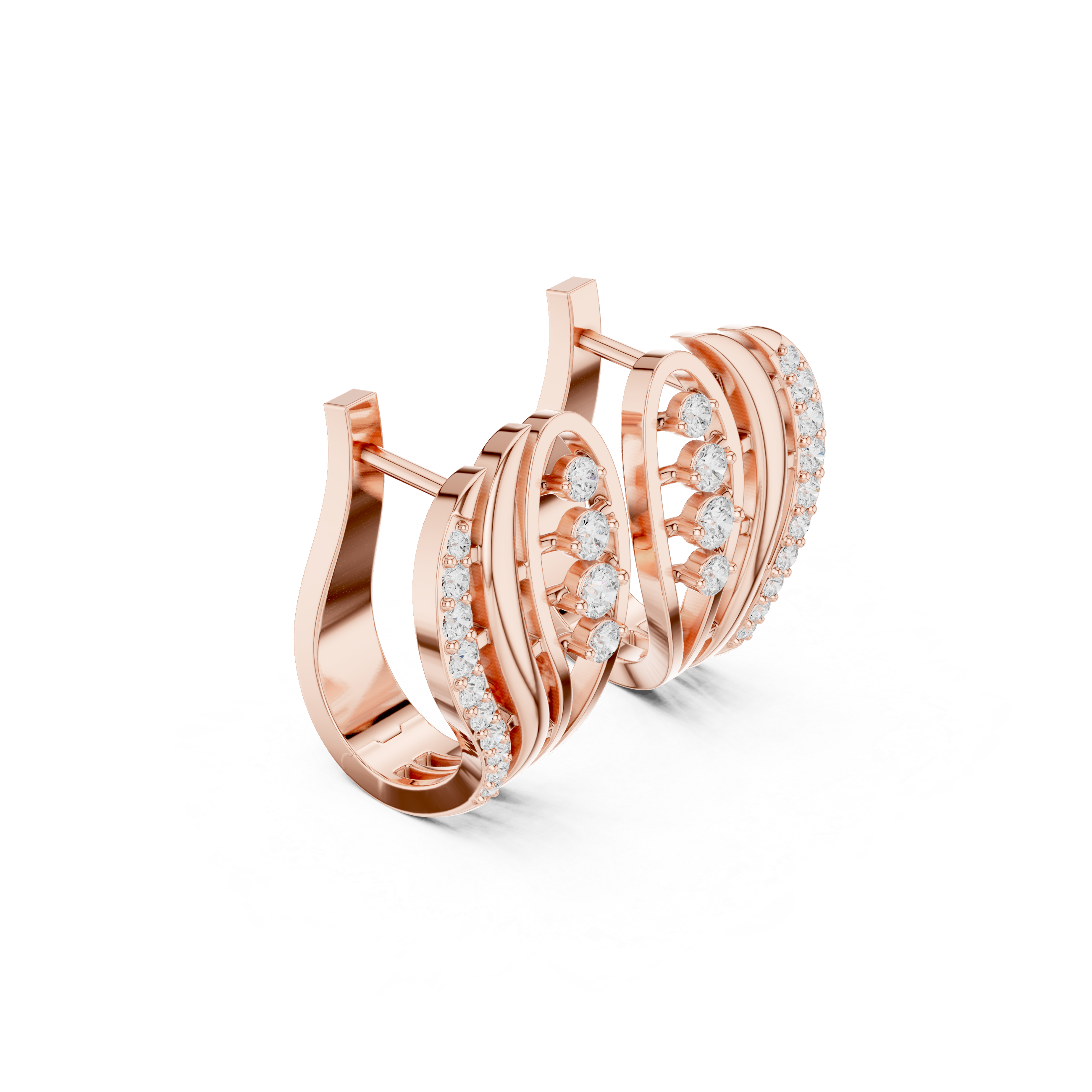 Curved Wave Diamond Earrings