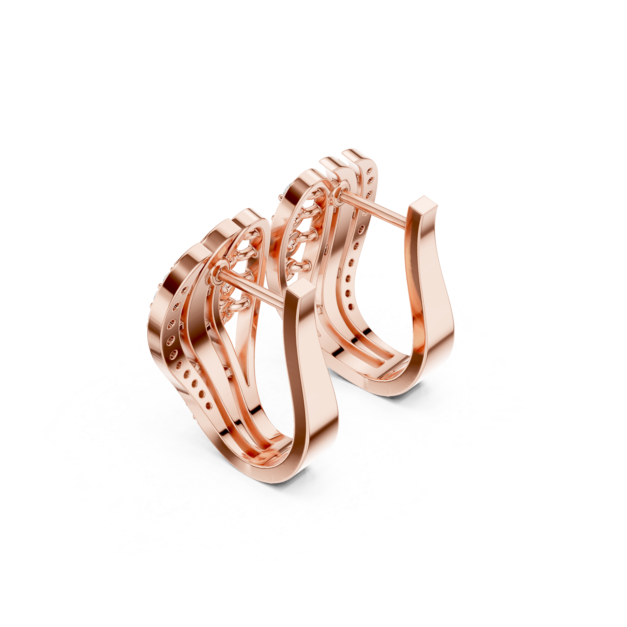 Curved Wave Diamond Earrings