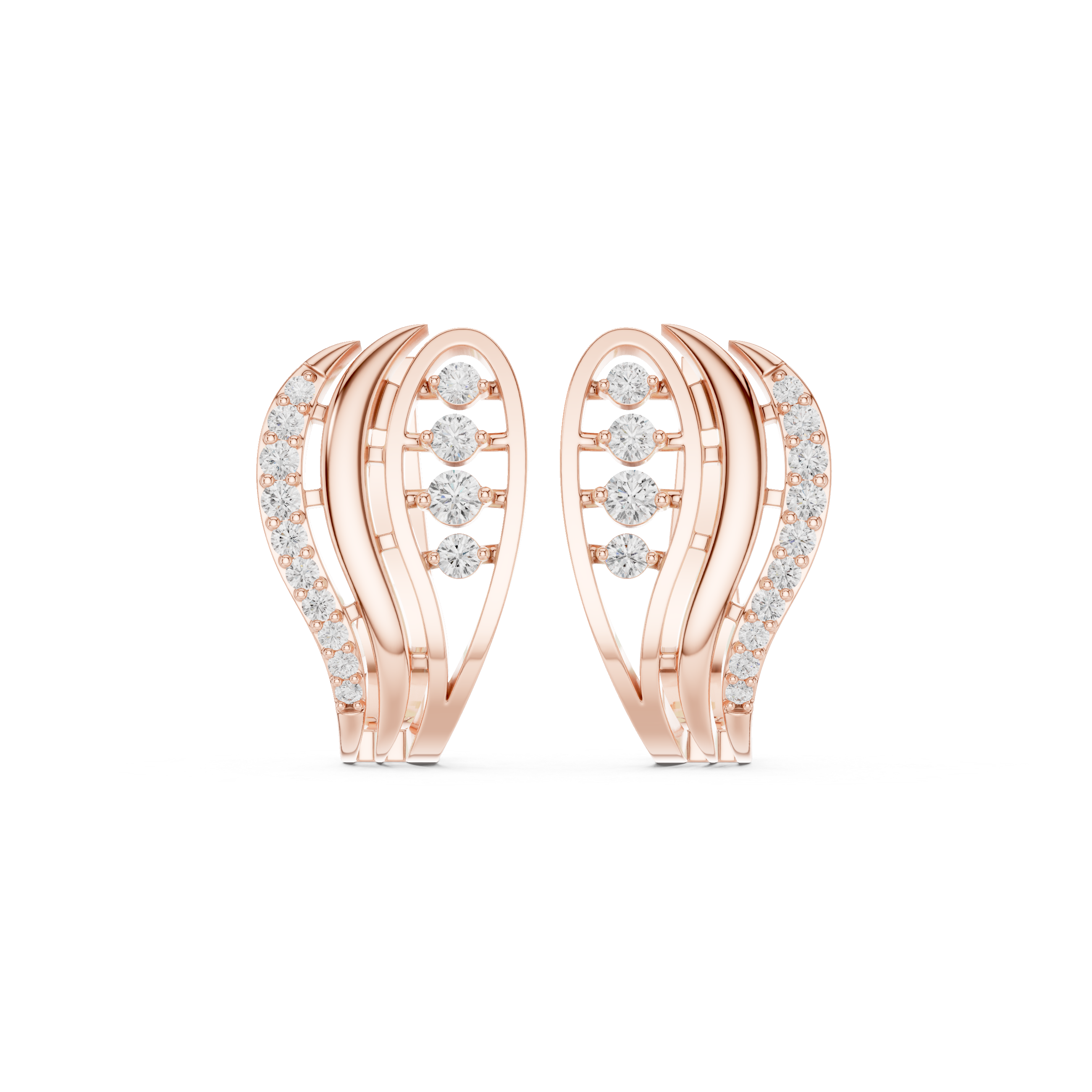 Curved Wave Diamond Earrings