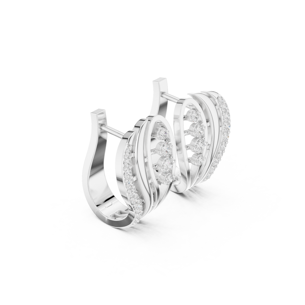 Curved Wave Diamond Earrings