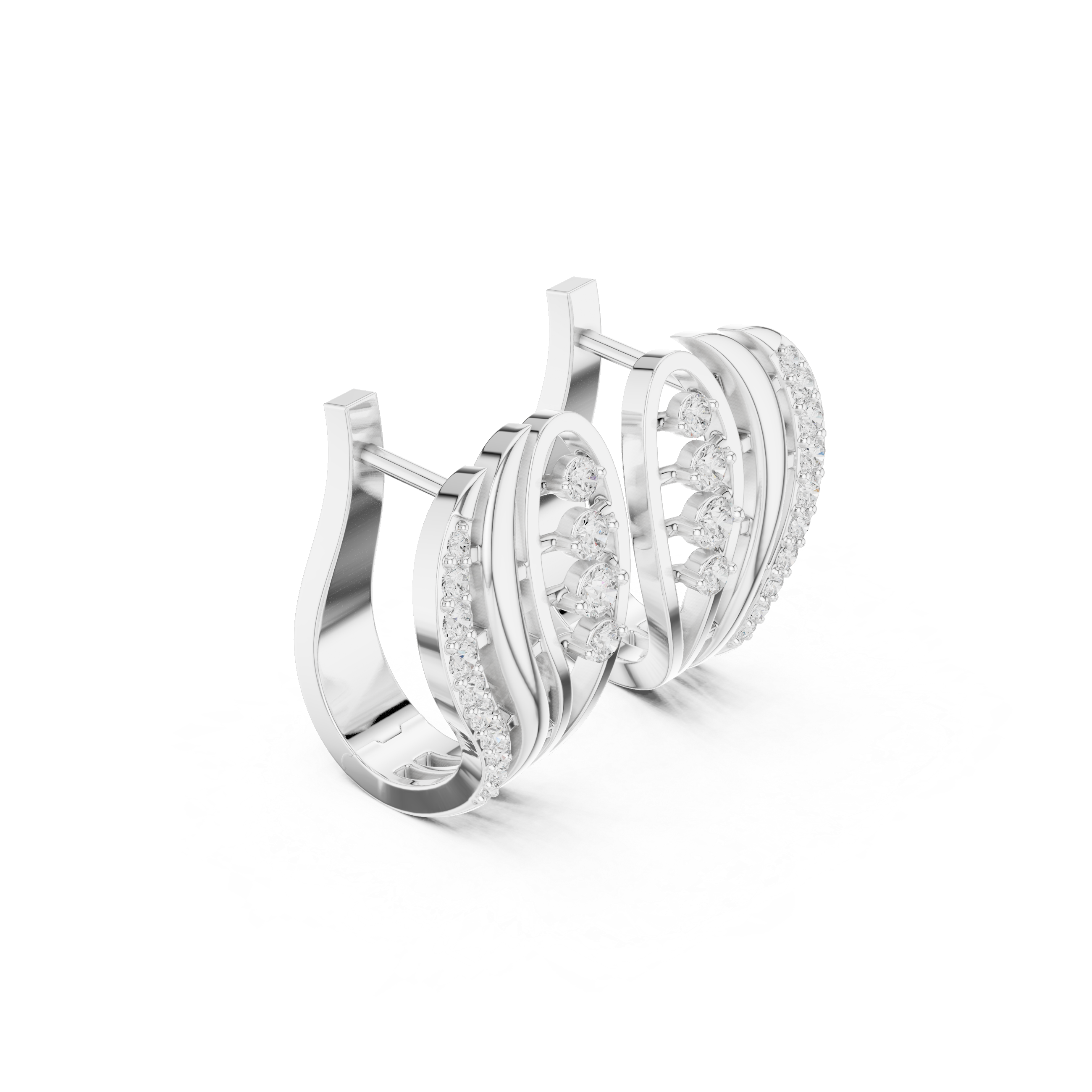 Curved Wave Diamond Earrings