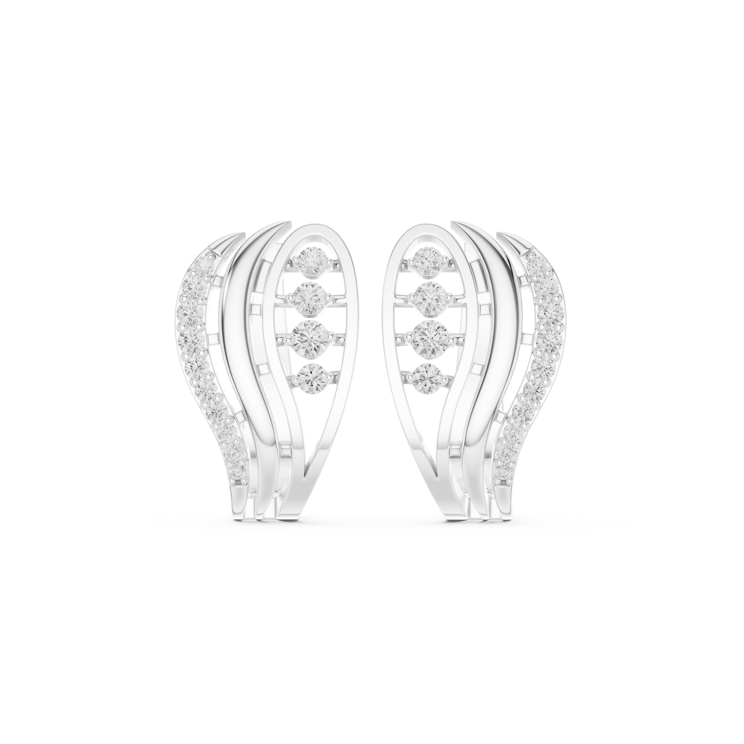 Curved Wave Diamond Earrings