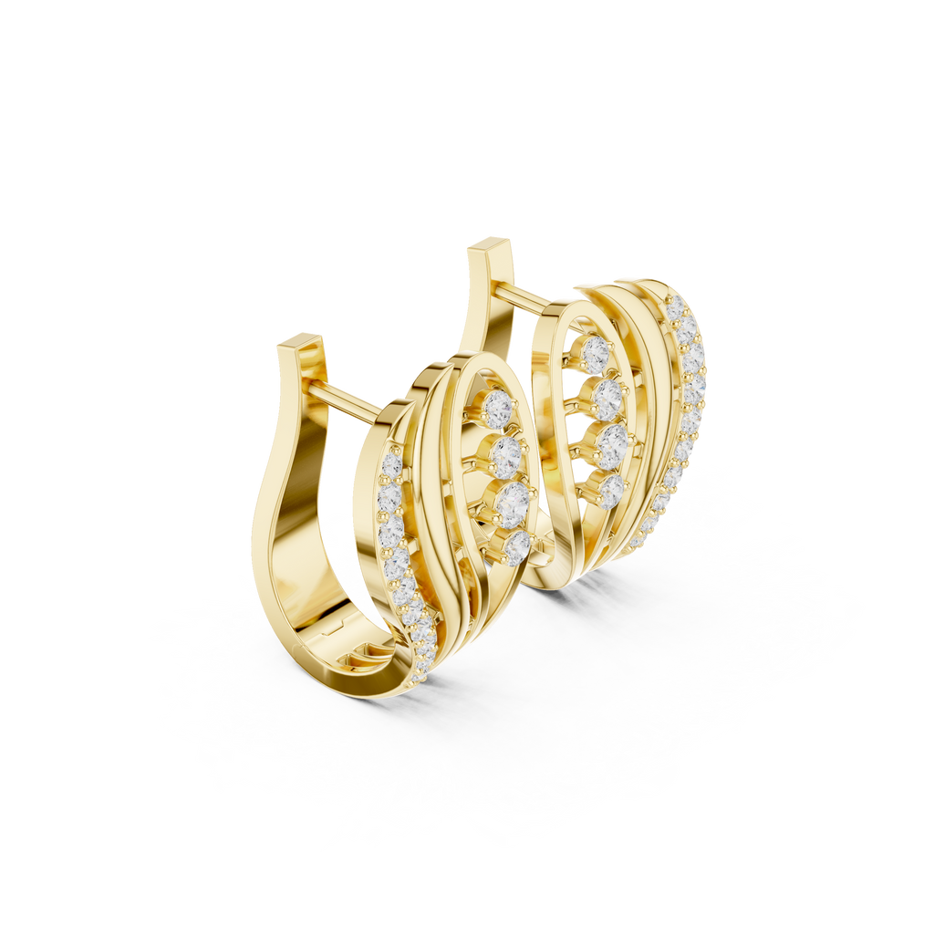 Curved Wave Diamond Earrings