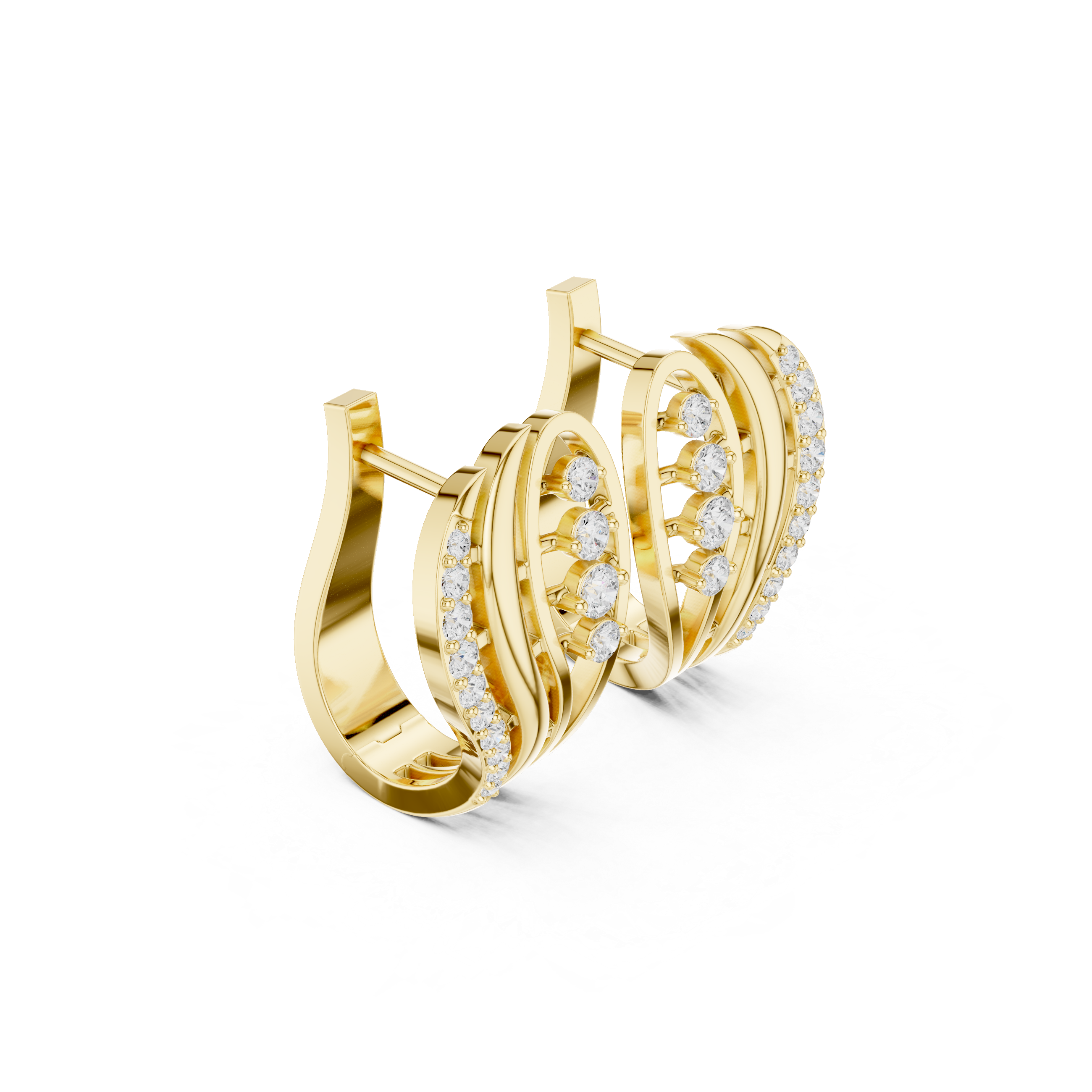 Curved Wave Diamond Earrings