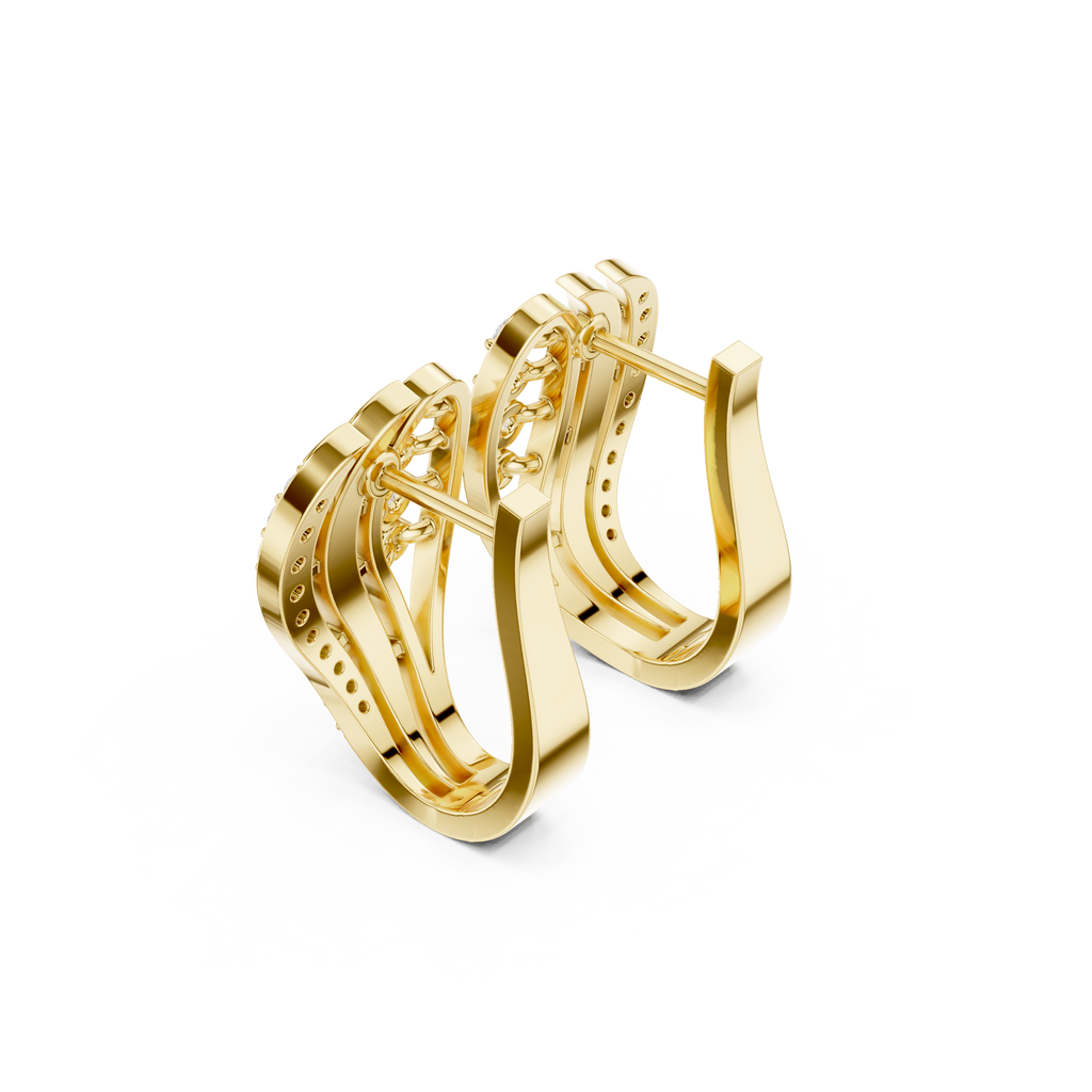 Curved Wave Diamond Earrings