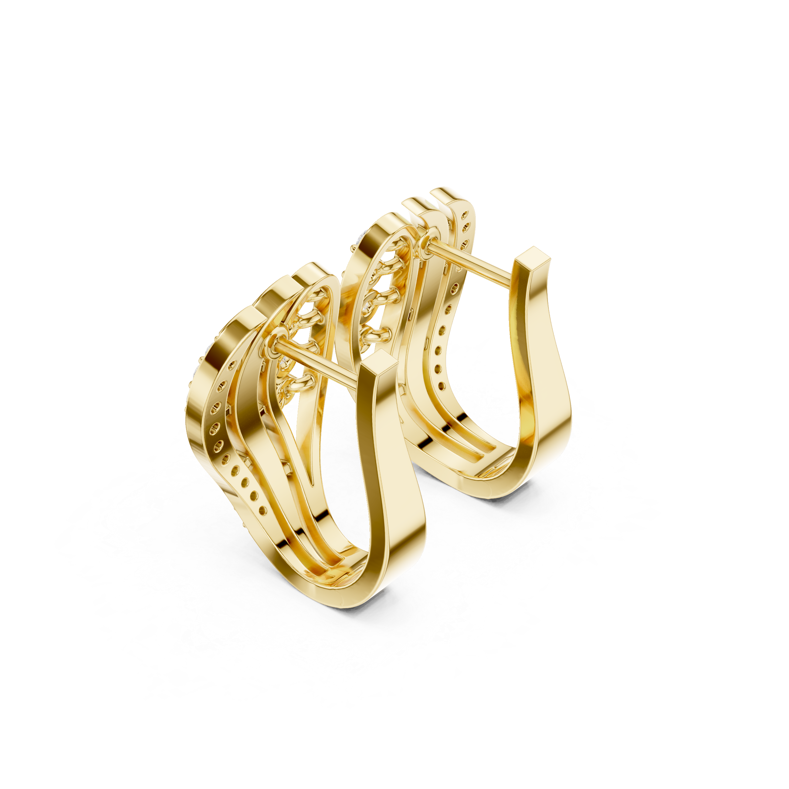 Curved Wave Diamond Earrings