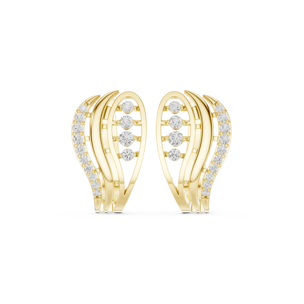 Curved Wave Diamond Earrings