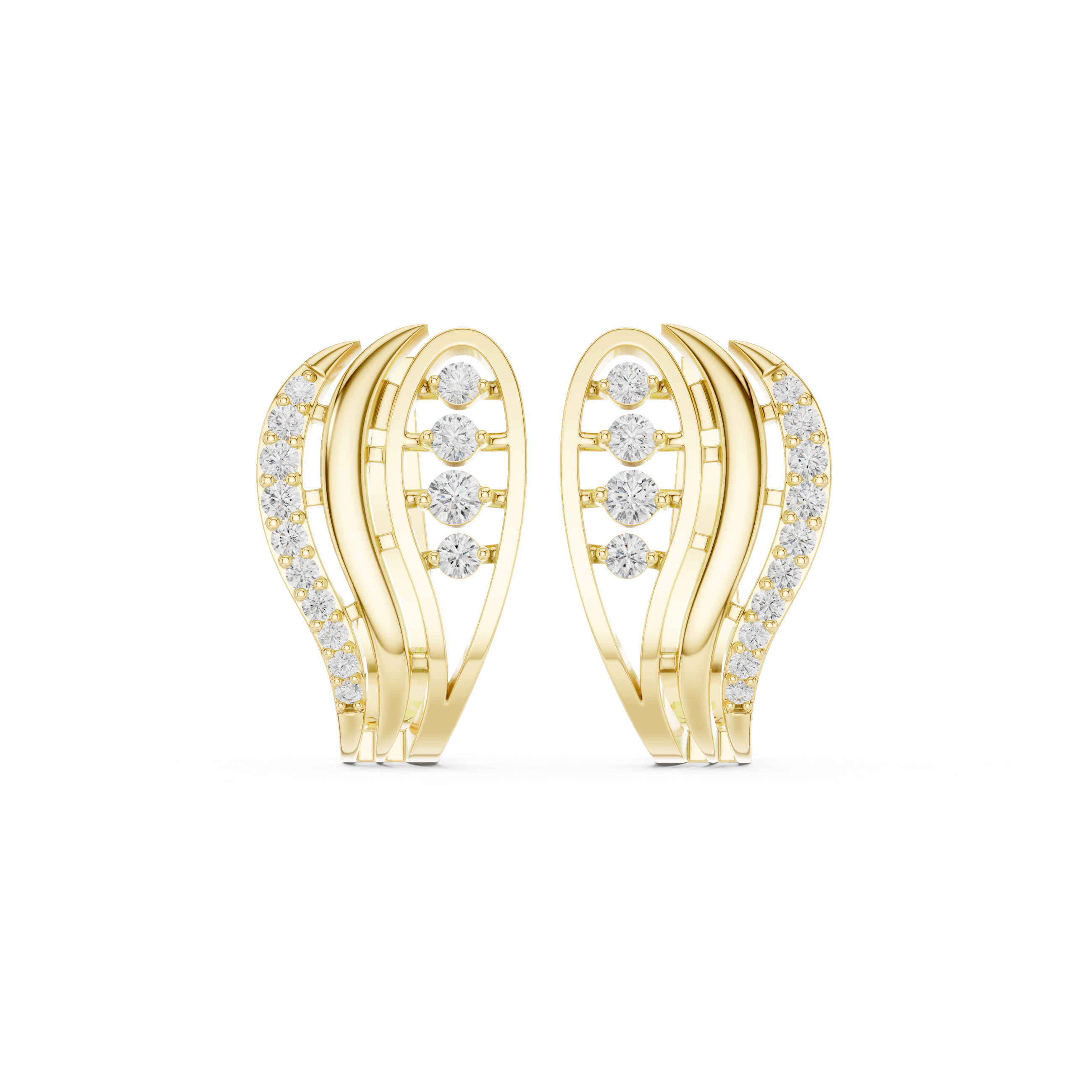 Curved Wave Diamond Earrings