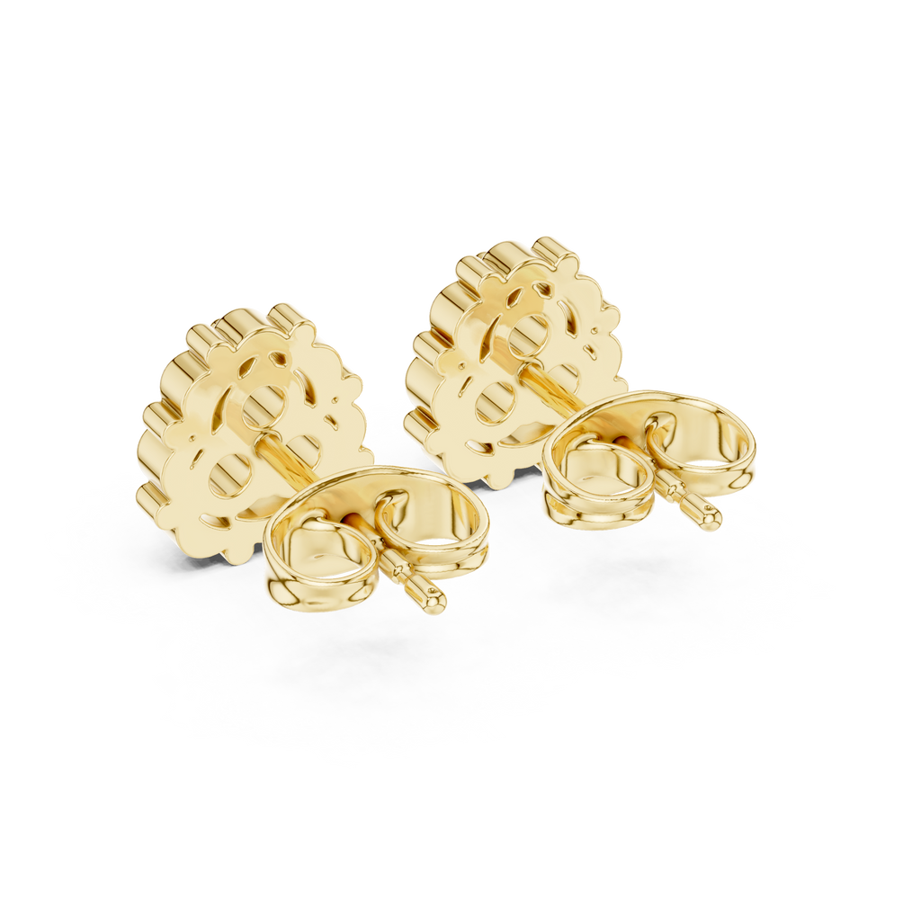 Round Diamond Cluster Stud Earrings