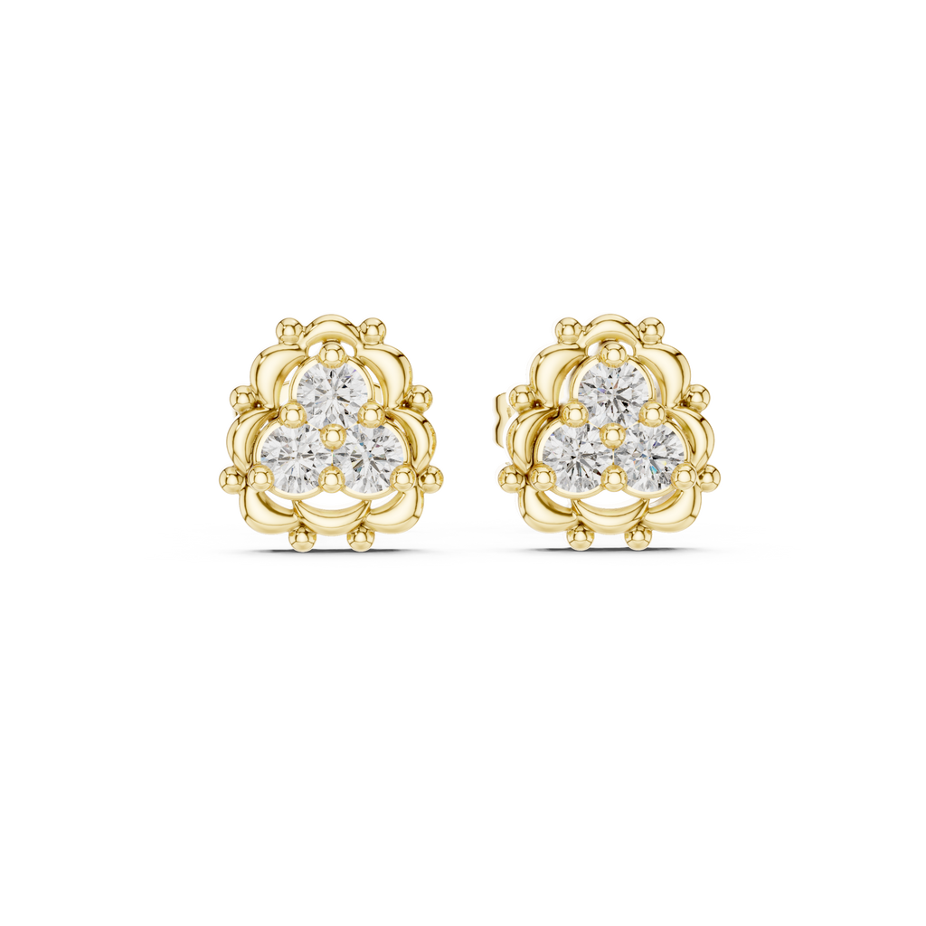 Round Diamond Cluster Stud Earrings