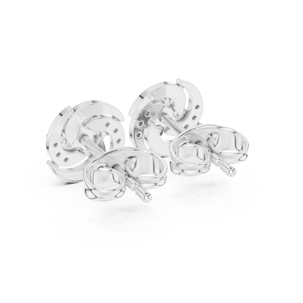 Round Floral Diamond Stud Earrings
