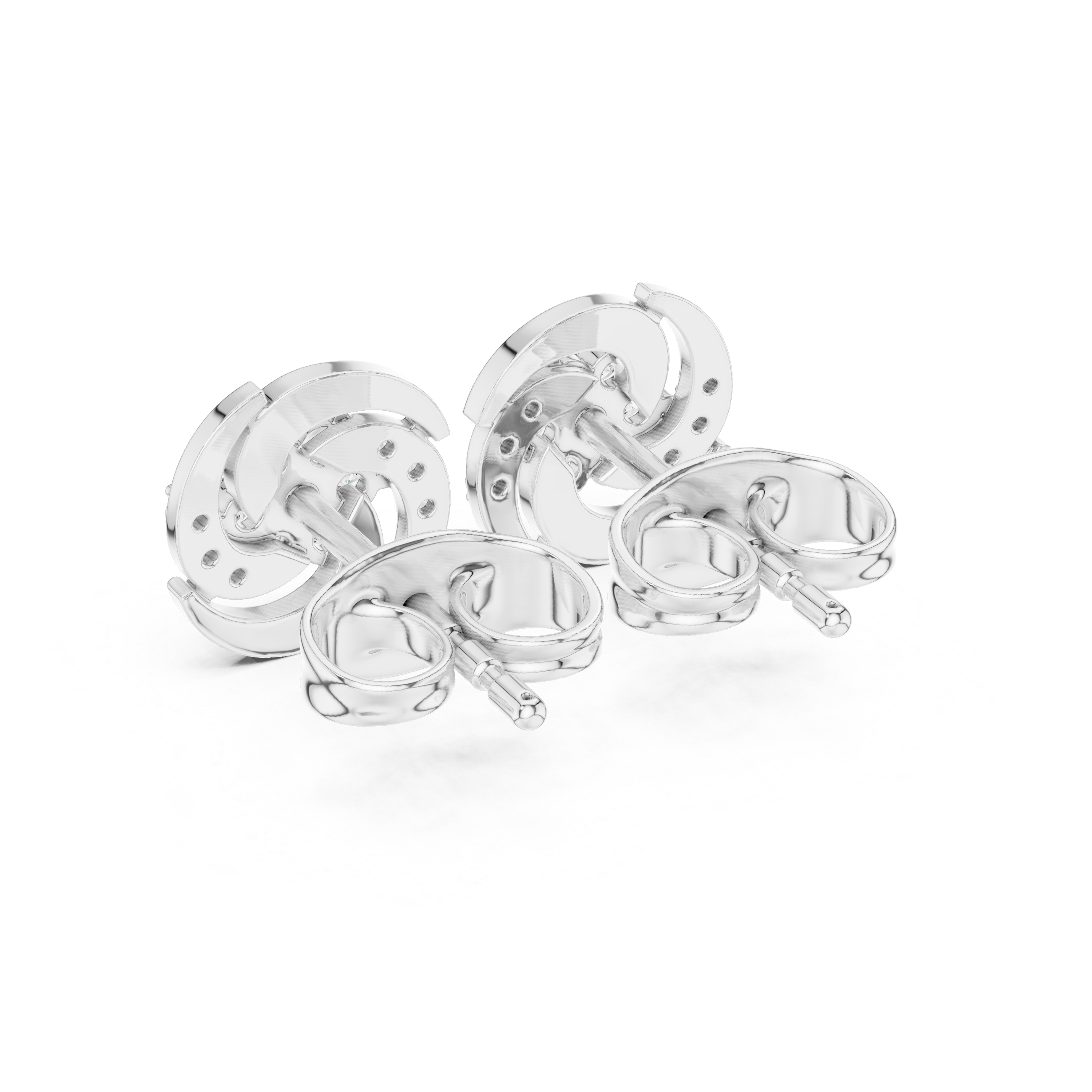 Round Floral Diamond Stud Earrings