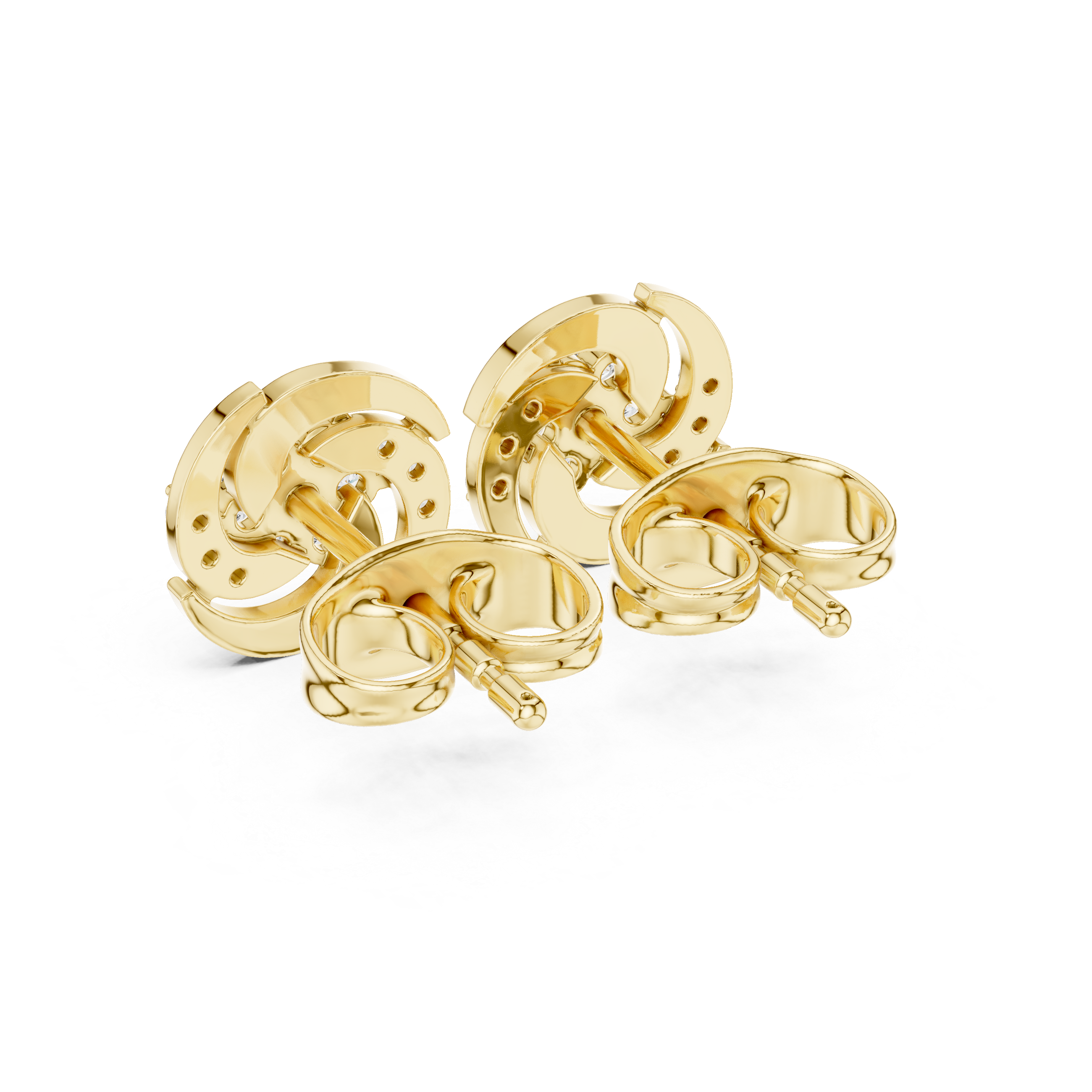 Round Floral Diamond Stud Earrings