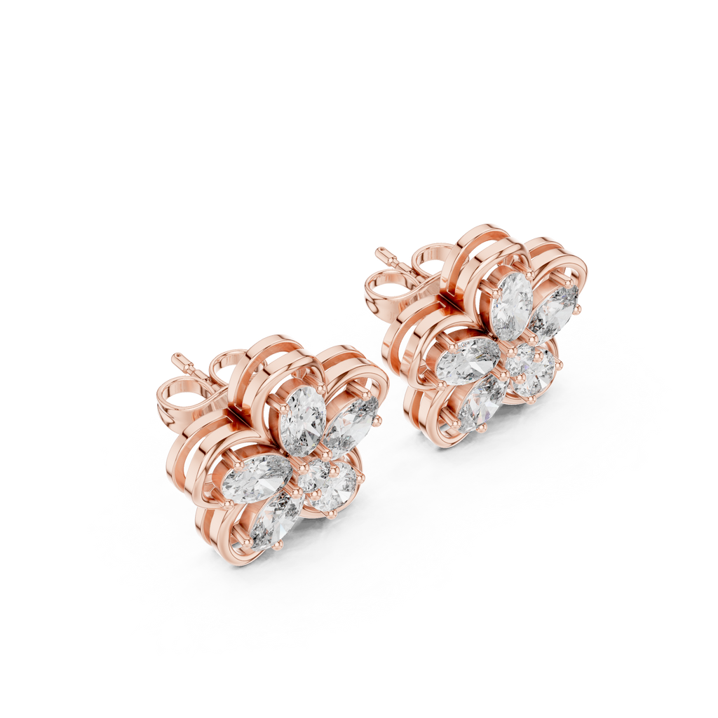 Floral Diamond Stud Earrings