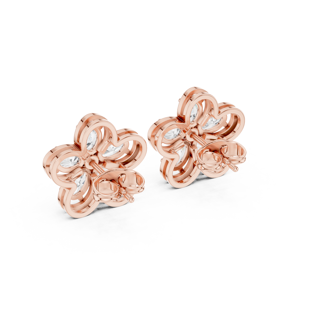 Floral Diamond Stud Earrings