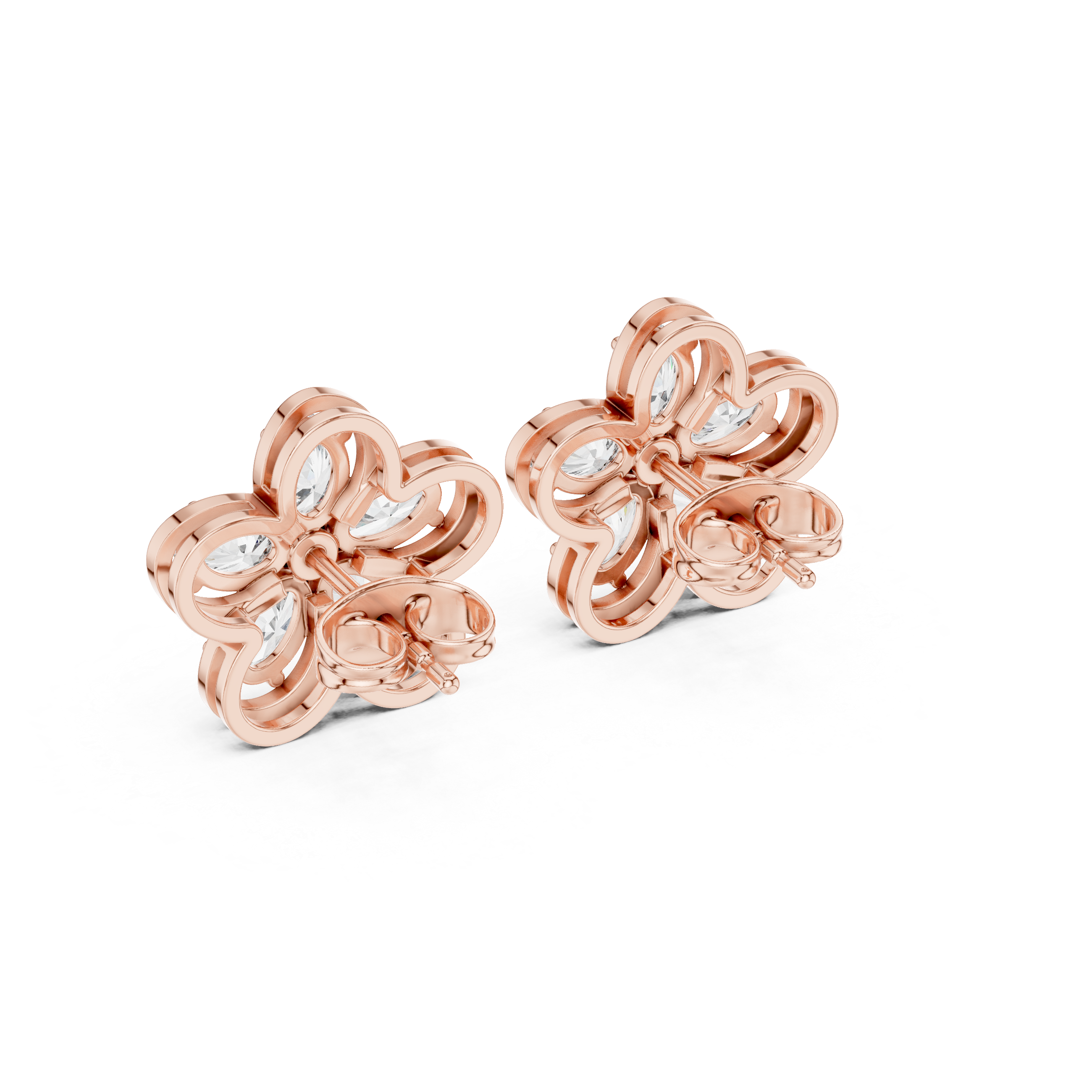 Floral Diamond Stud Earrings