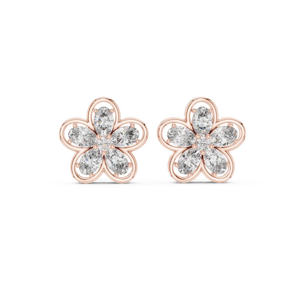 Floral Diamond Stud Earrings