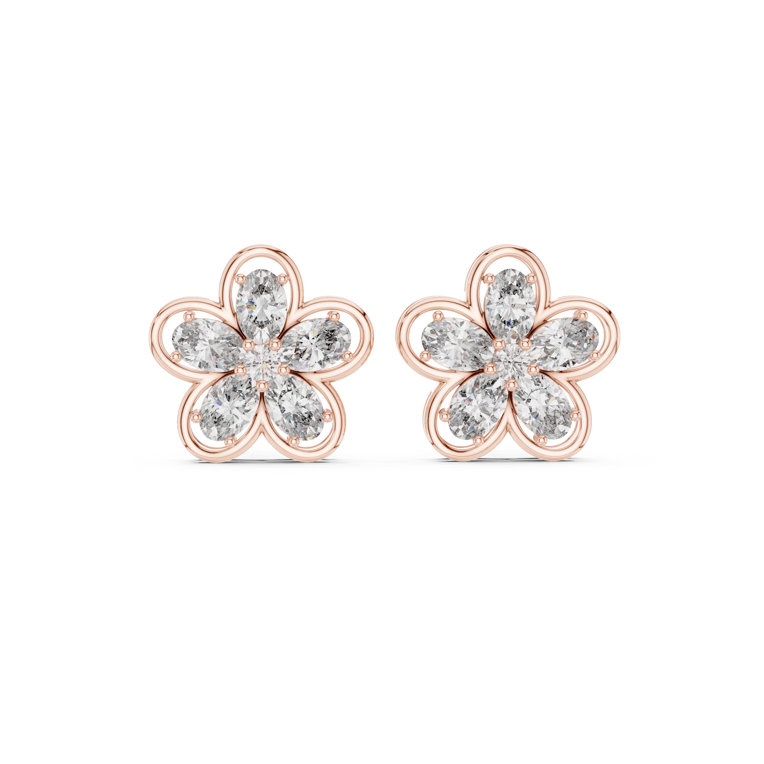 Floral Diamond Stud Earrings