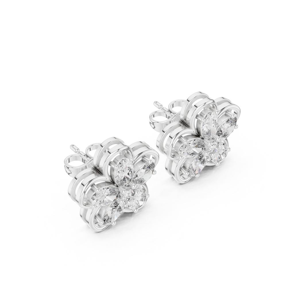 Floral Diamond Stud Earrings