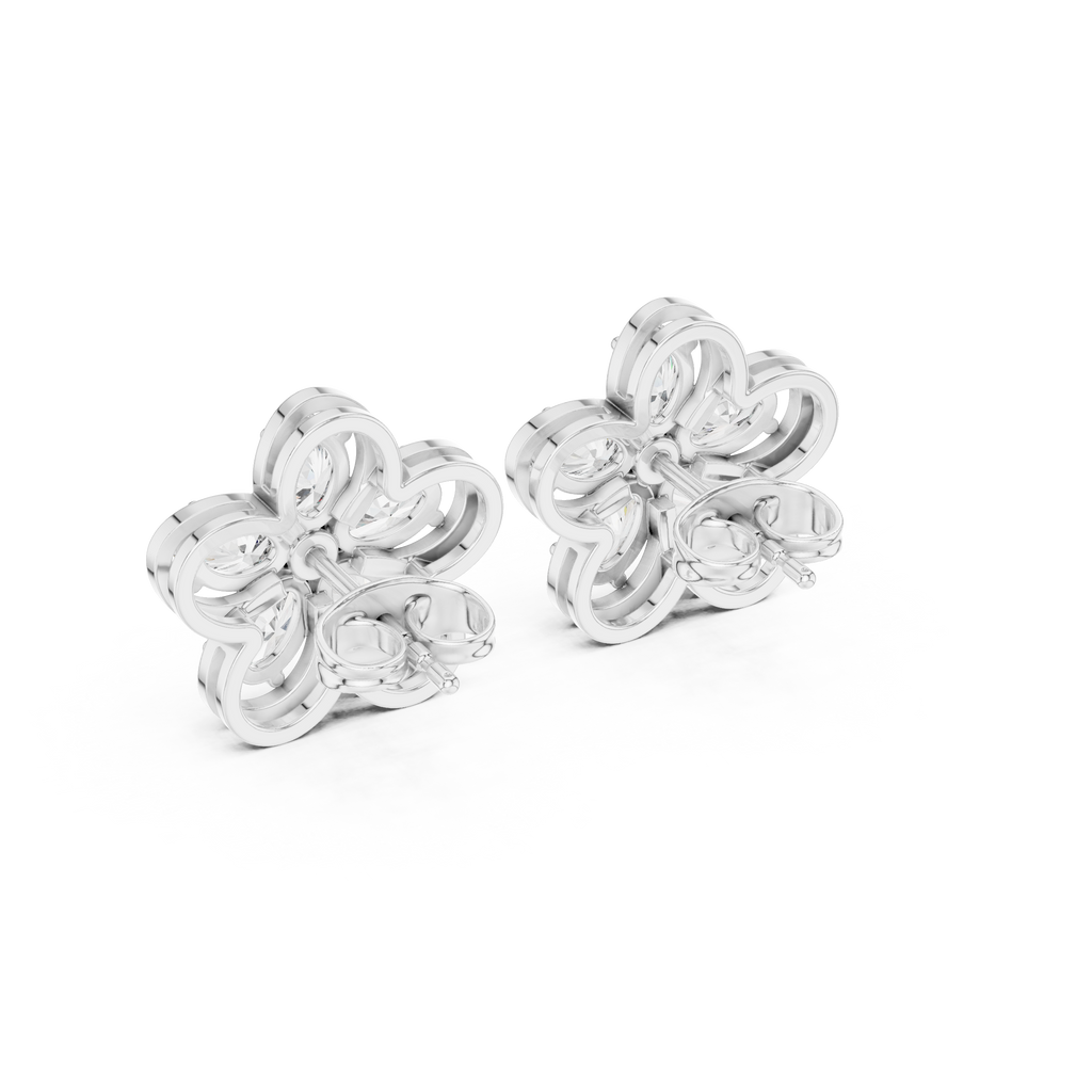 Floral Diamond Stud Earrings