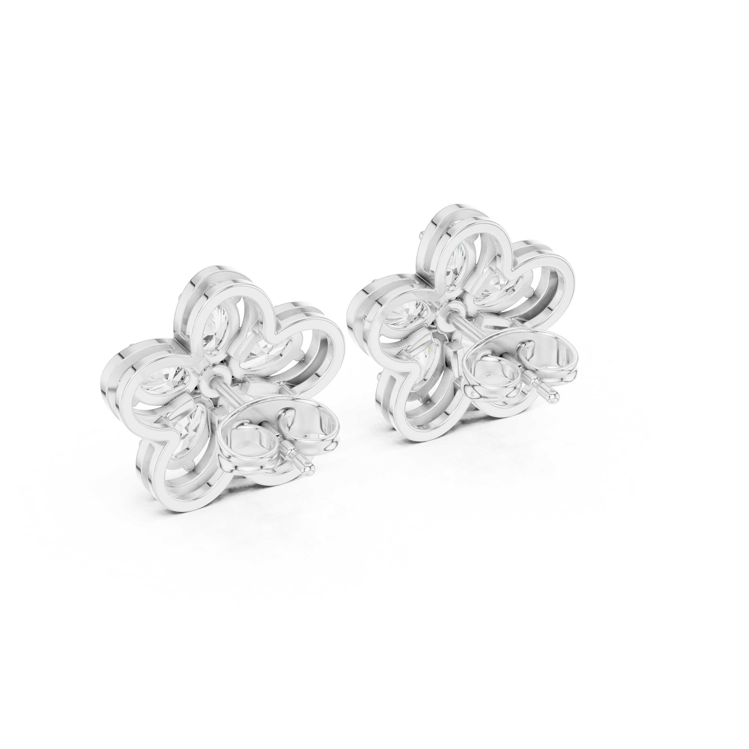 Floral Diamond Stud Earrings
