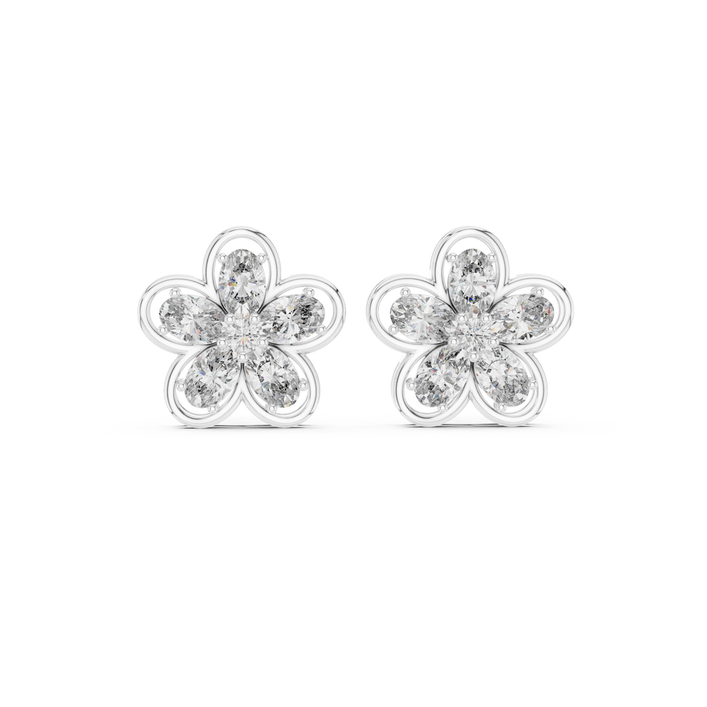 Floral Diamond Stud Earrings