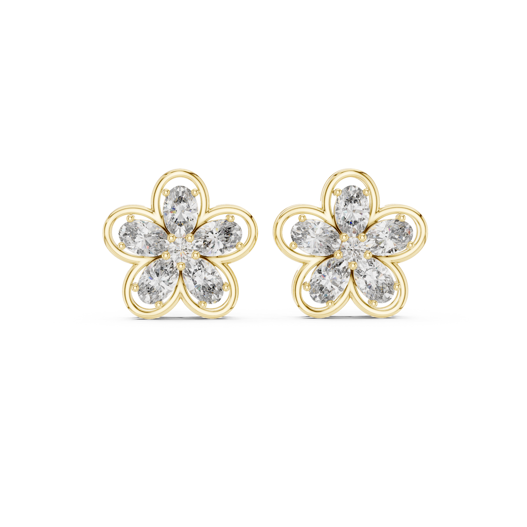 Floral Diamond Stud Earrings