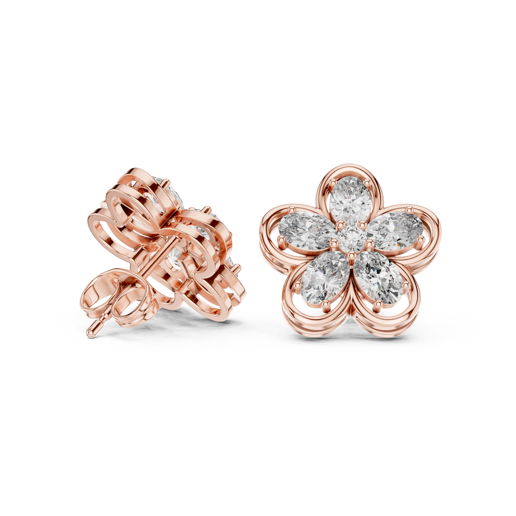 Floral Diamond Stud Earrings