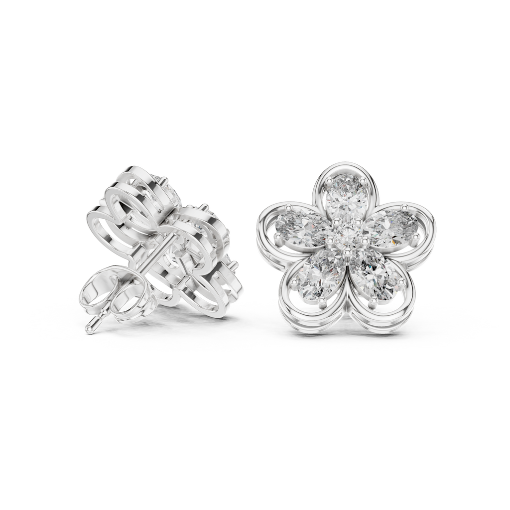 Floral Diamond Stud Earrings