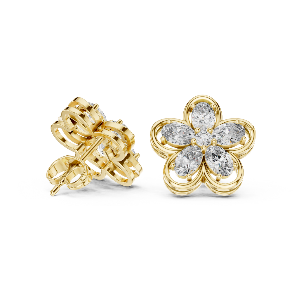 Floral Diamond Stud Earrings